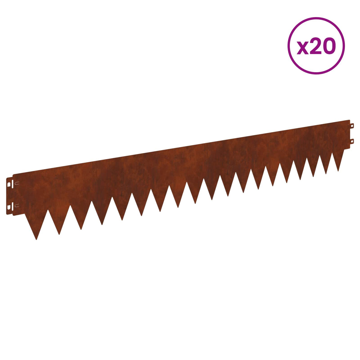 Lawn Edging 20 pcs 103 x 15 cm Steel Rusty