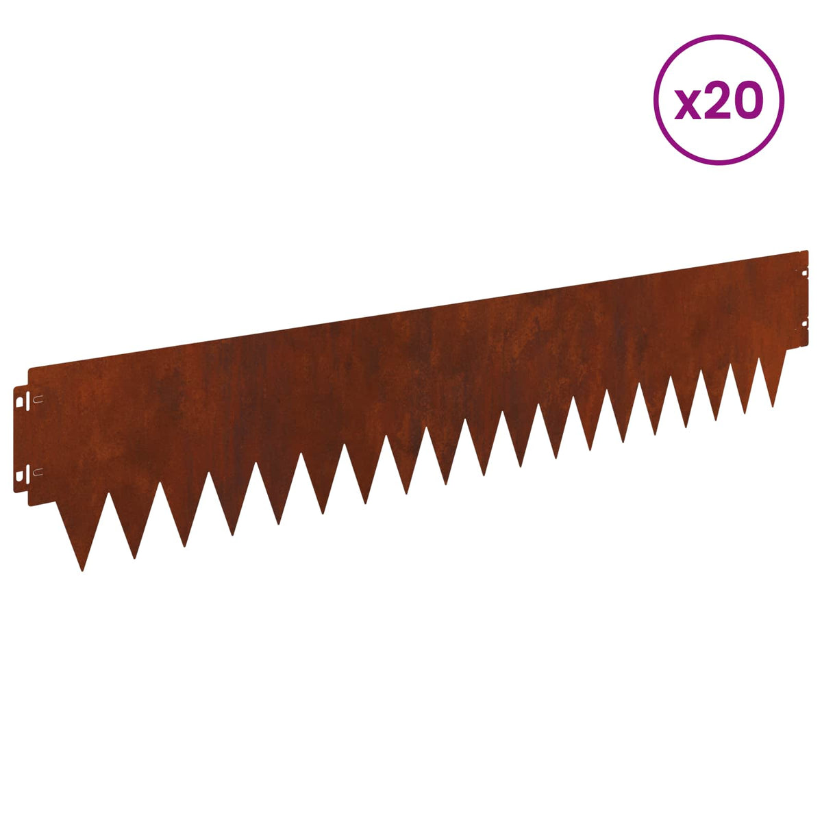 Lawn Edging 20 pcs 103 x 20 cm Steel Rusty