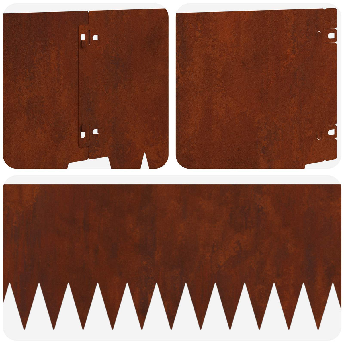 Lawn Edging 10 pcs 103x25cm Steel Rusty