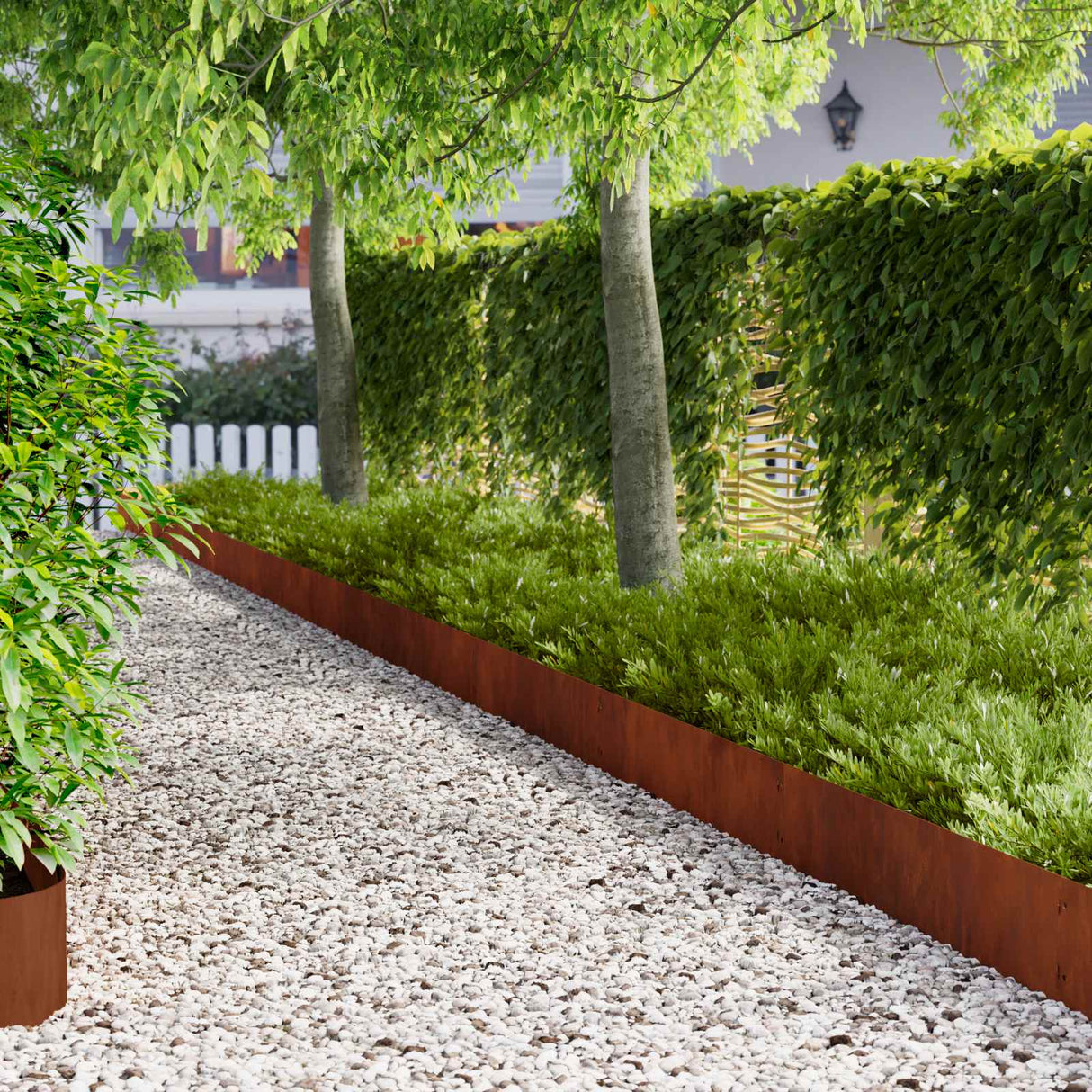 Lawn Edging 10 pcs 103x25cm Steel Rusty