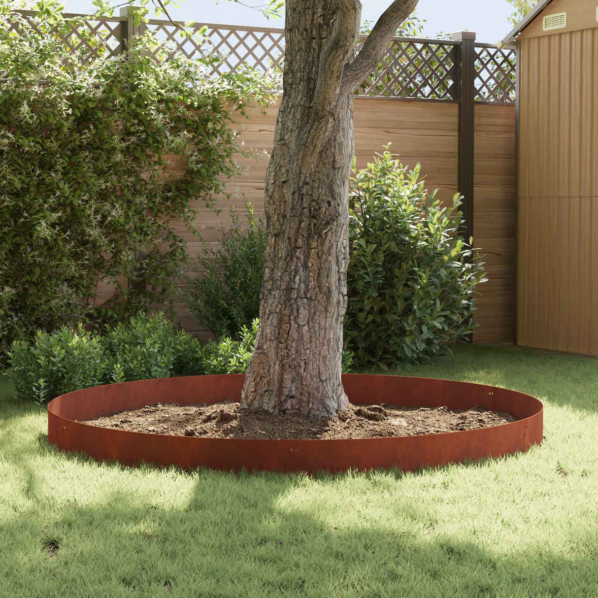 Lawn Edging 10 pcs 103x25cm Steel Rusty