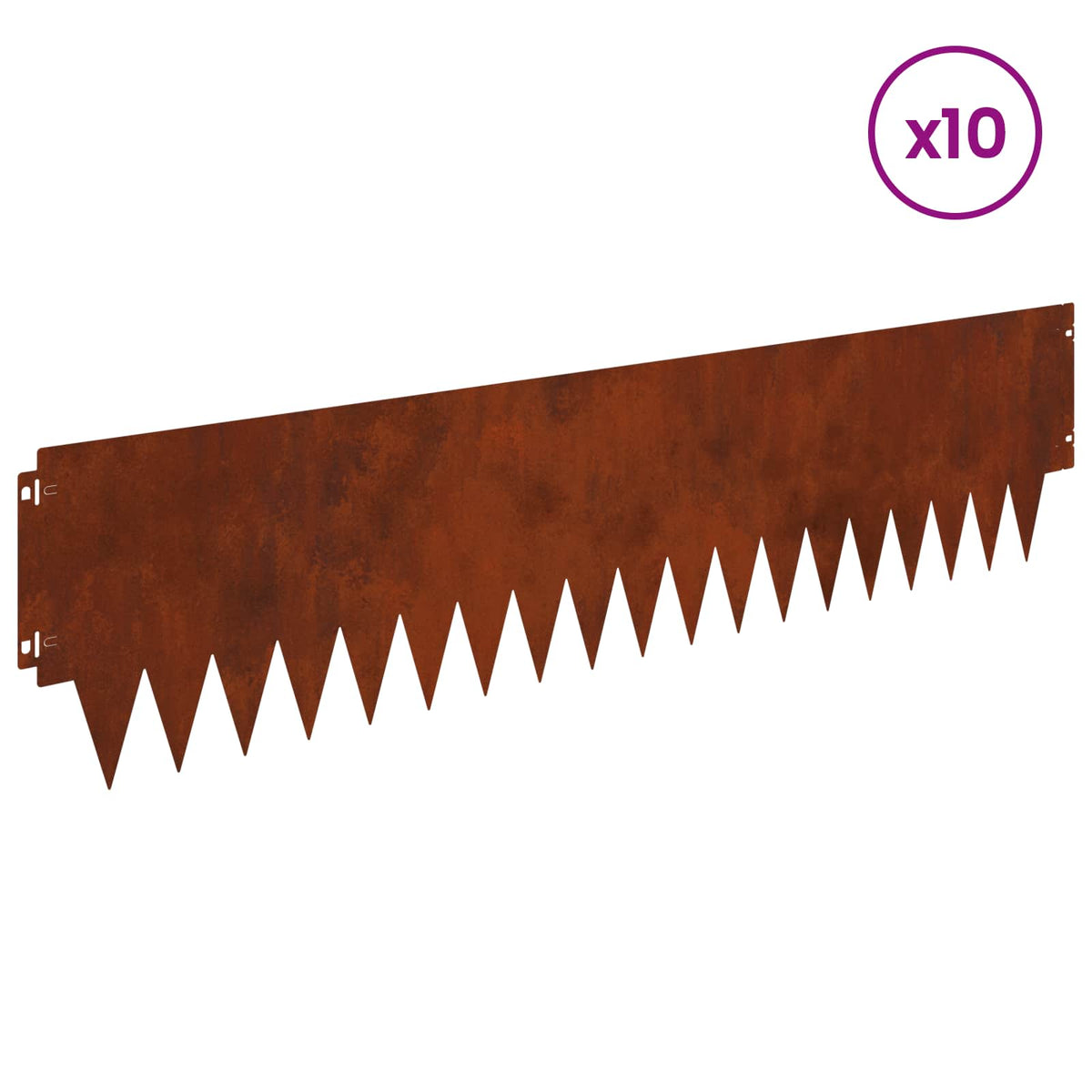 Lawn Edging 10 pcs 103x25cm Steel Rusty