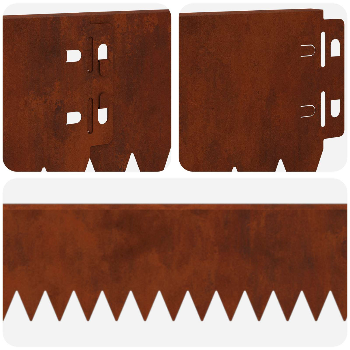 Lawn Edging 10 pcs 103 x 10 cm Steel Rusty