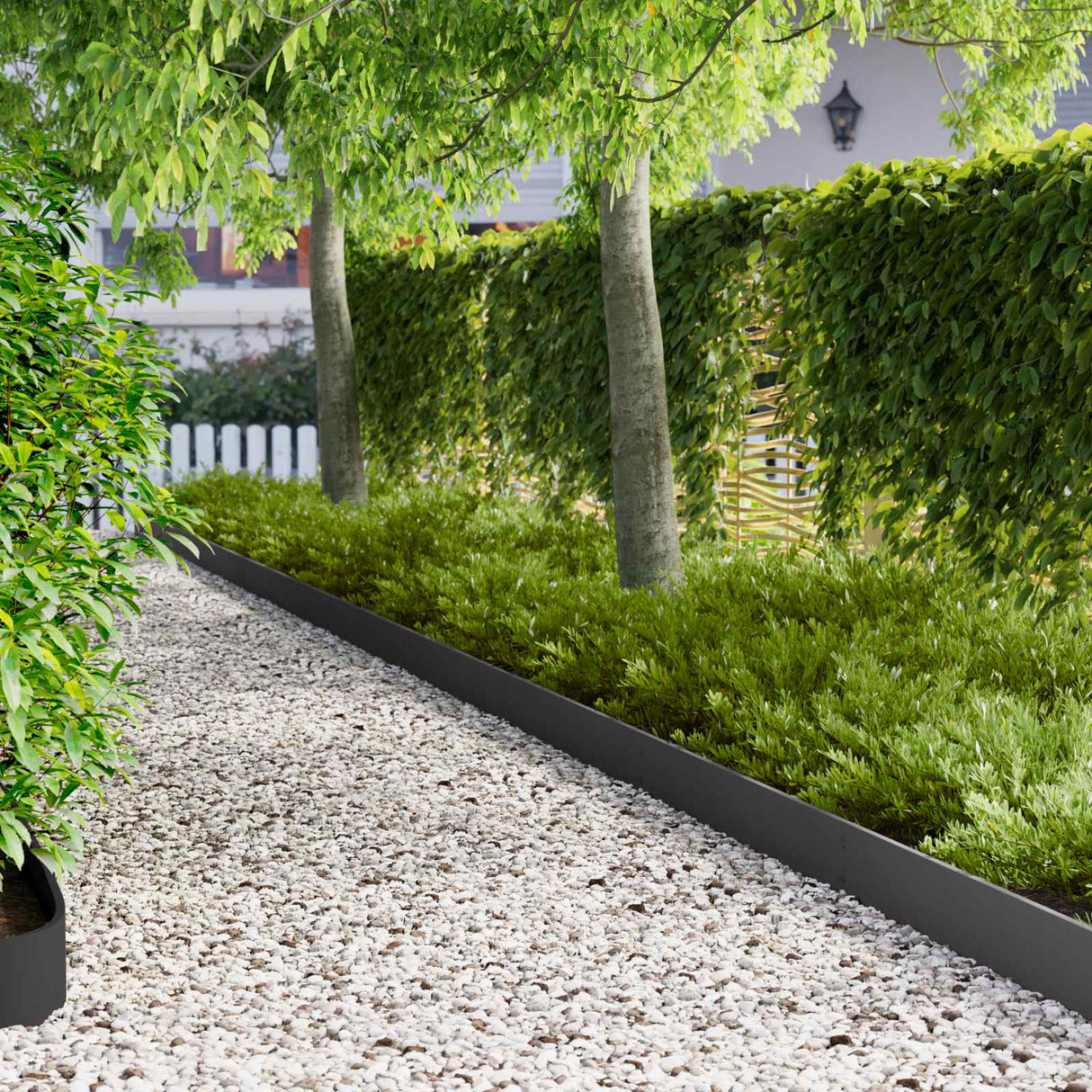 Lawn Edging 20 pcs 103 x 15 cm Steel Black