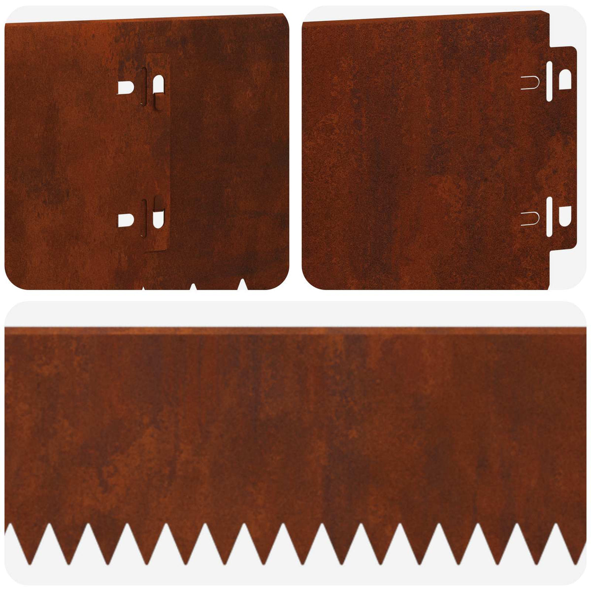 Lawn Edge with Bent Top 20 pcs 103x15cm Steel Rusty