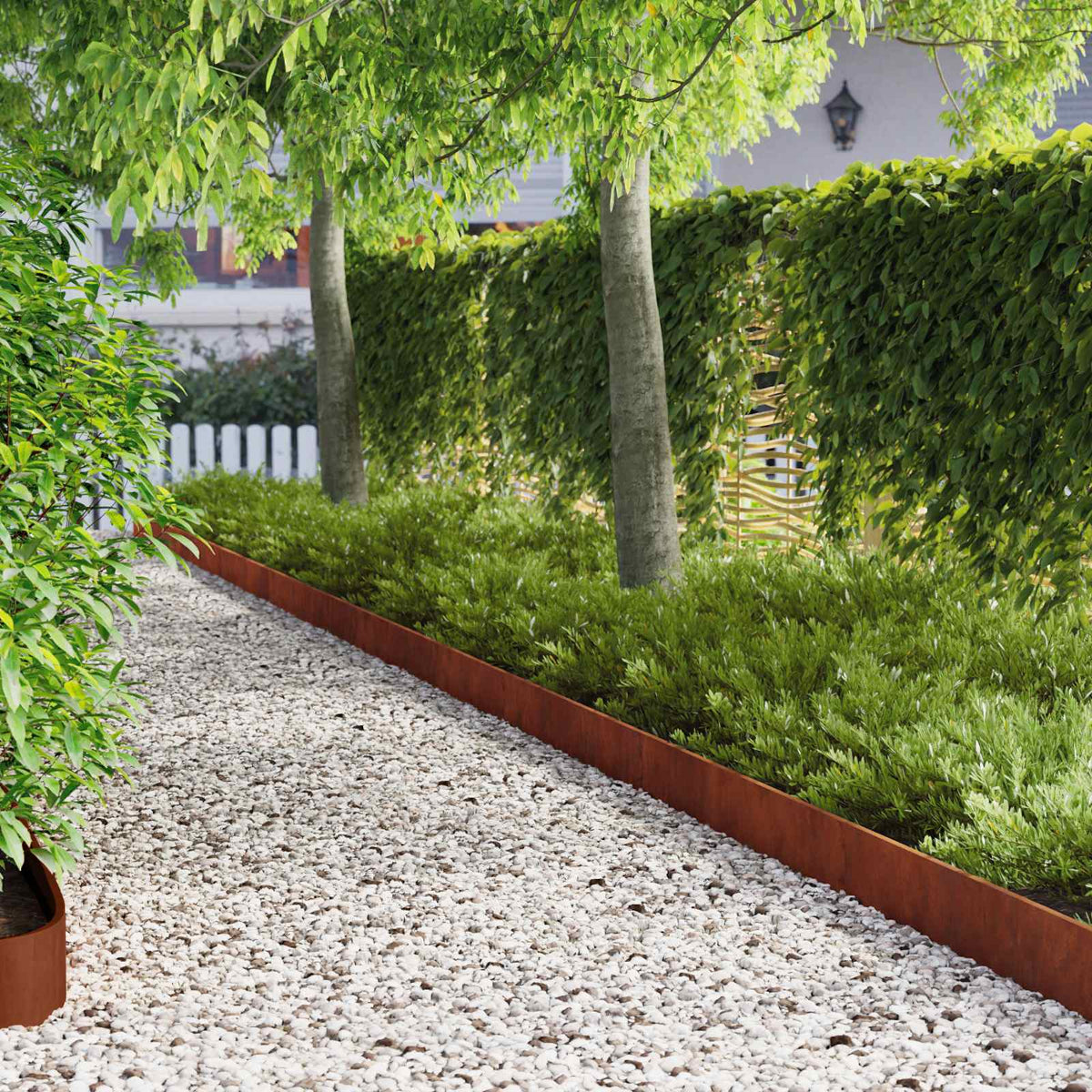 Lawn Edge with Bent Top 20 pcs 103x15cm Steel Rusty