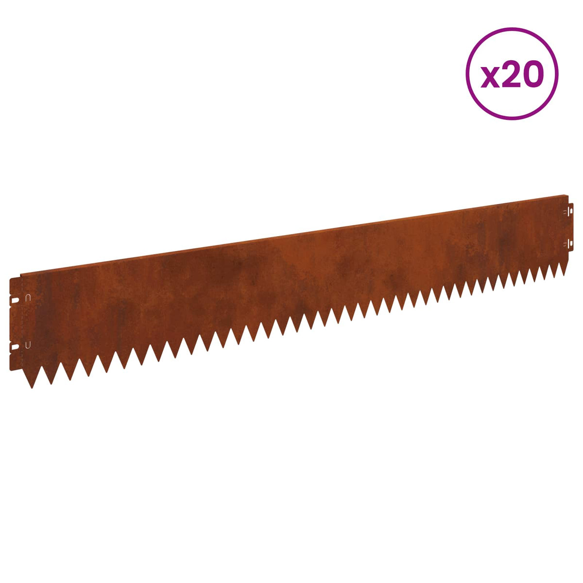 Lawn Edge with Bent Top 20 pcs 103x15cm Steel Rusty