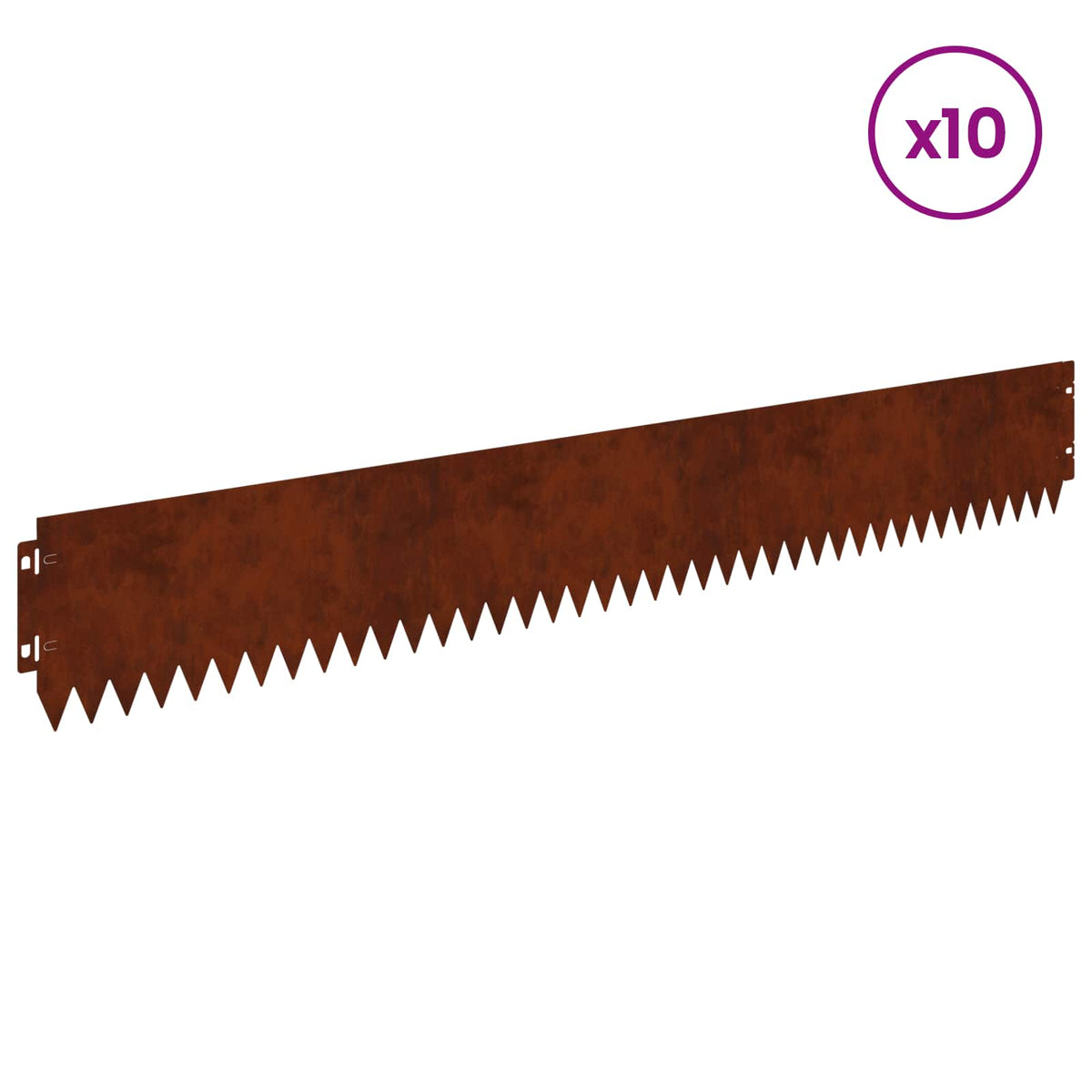 Lawn Edge with Top Fold 10 pcs 103x15cm Steel Rusty