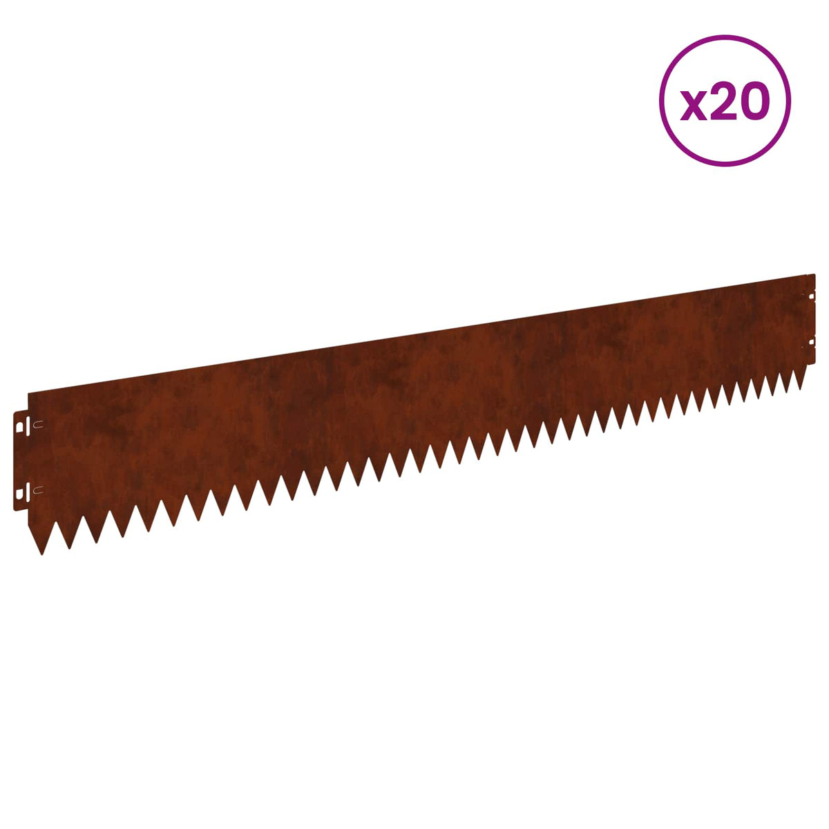 Lawn Edge with Top Fold 20 pcs 103x15cm Steel Rusty