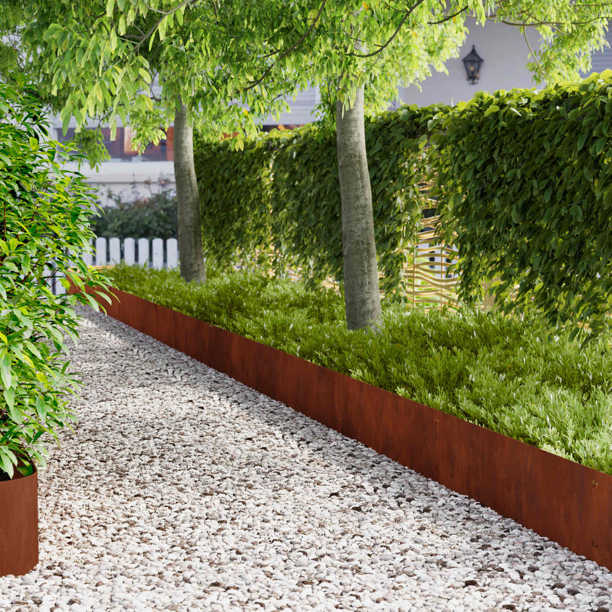 Lawn Edging 20 pcs 103 x 30 cm Steel Rusty