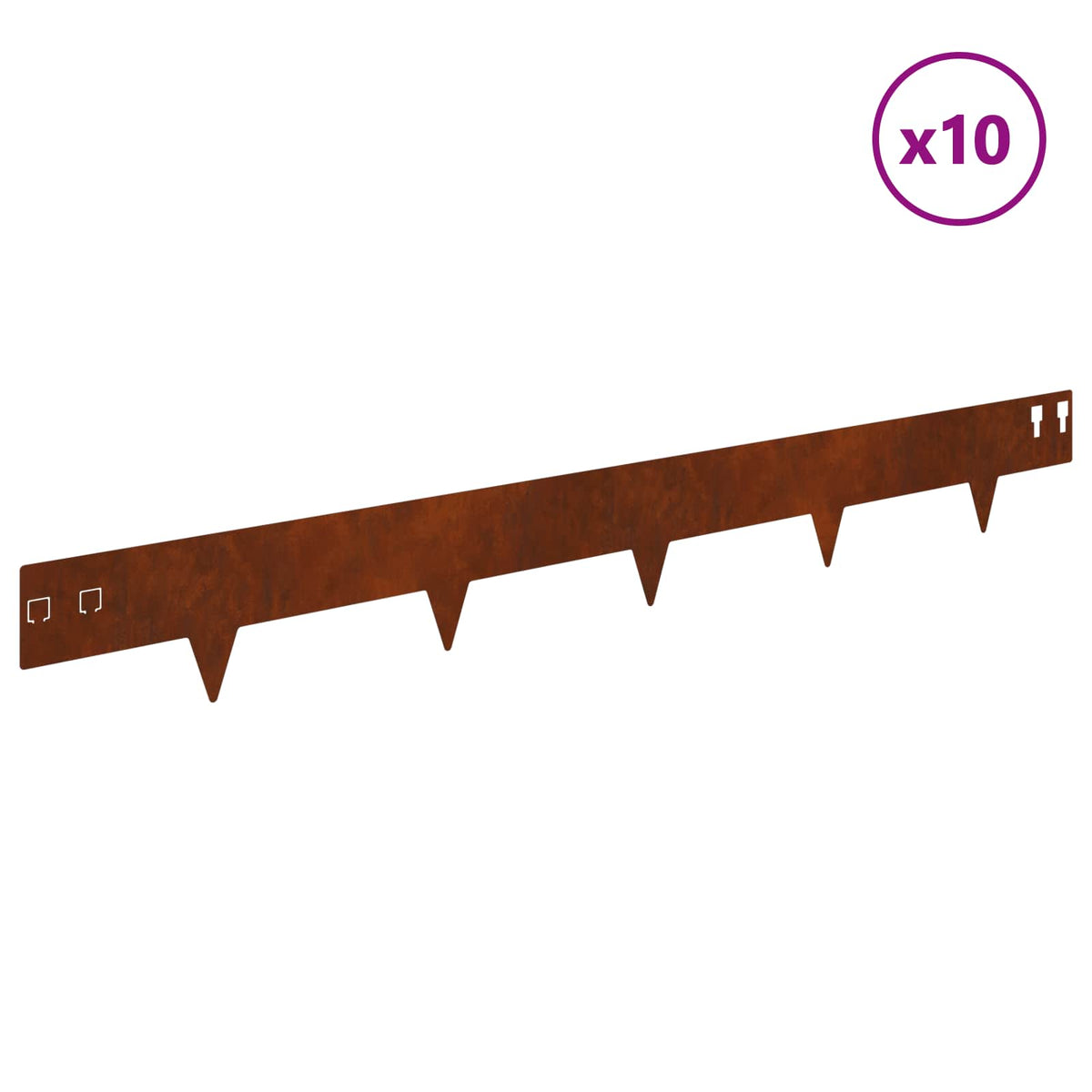 Lawn Edge with Sharp Points 10 pcs 100x12cm Steel Rusty