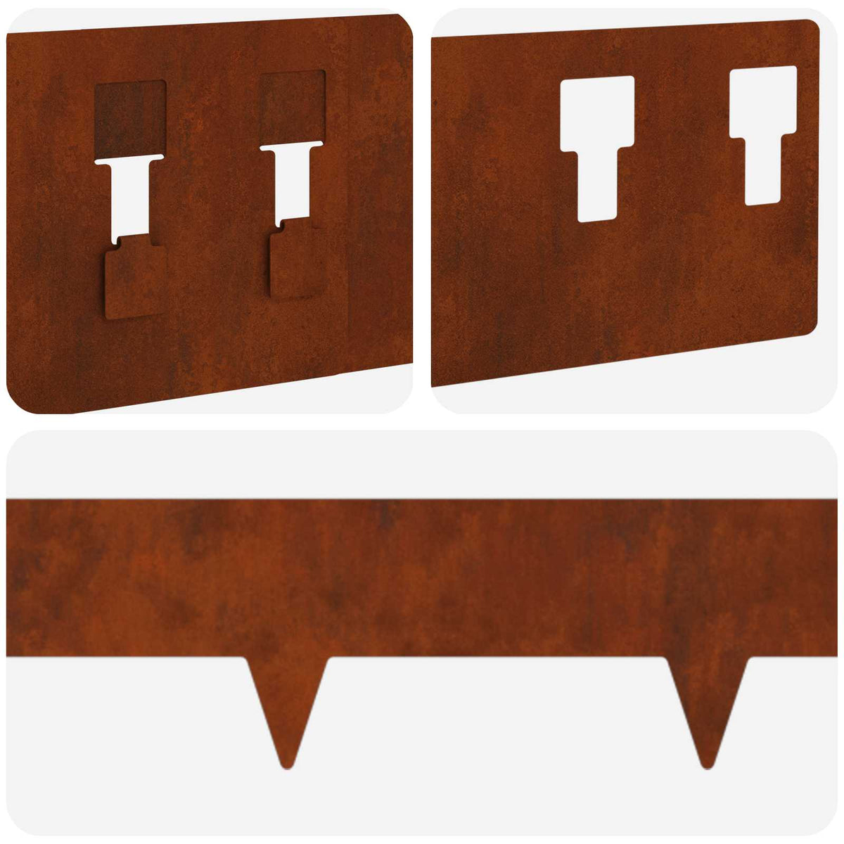 Lawn Edge with Sharp Points 20 pcs 100x12cm Steel Rusty