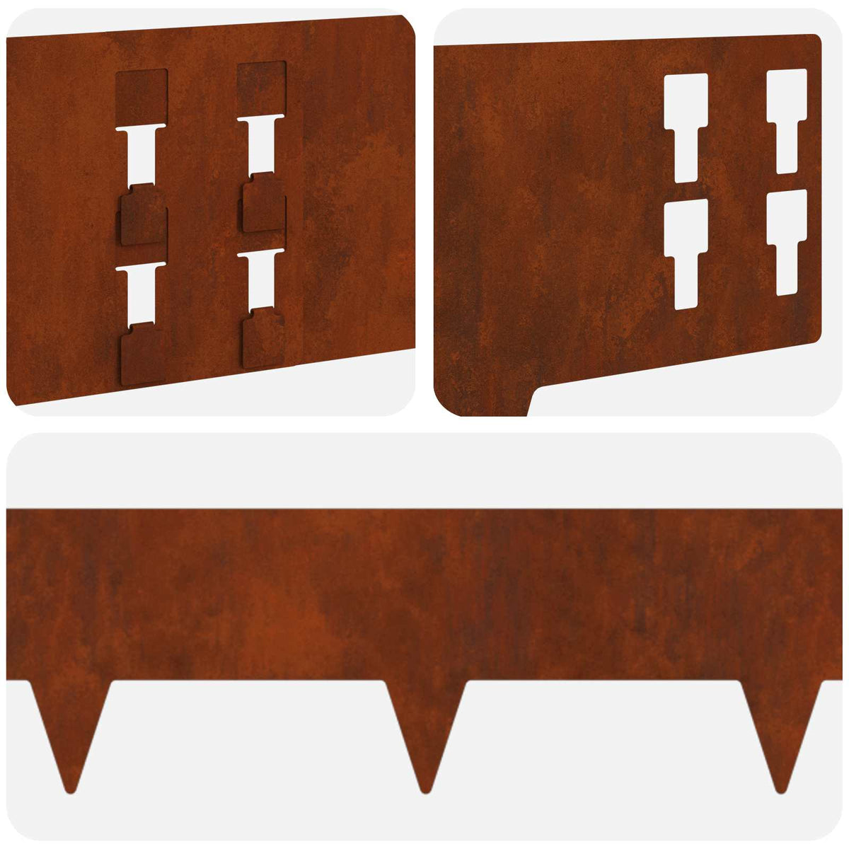 Lawn Edge with Sharp Points 20 pcs 100x15cm Steel Rusty