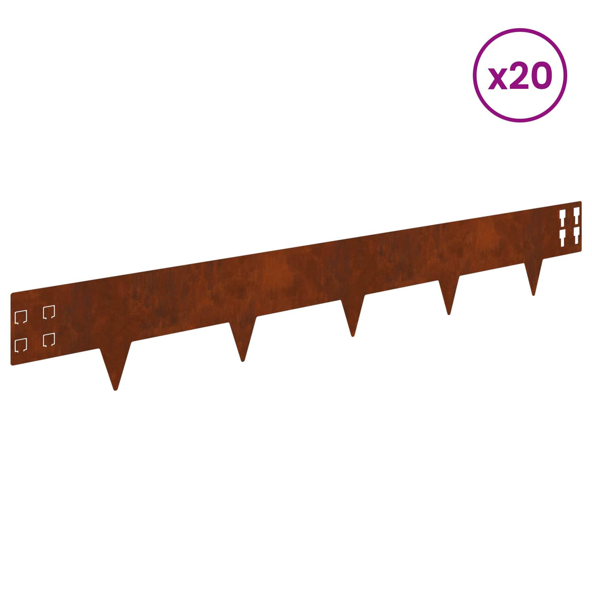 Lawn Edge with Sharp Points 20 pcs 100x15cm Steel Rusty