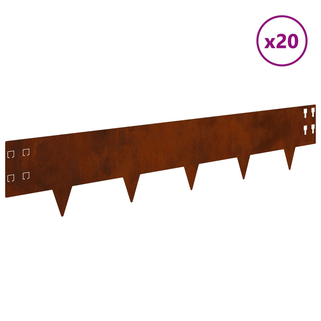 Lawn Edging 20 pcs 100 x 20 cm Steel Rusty