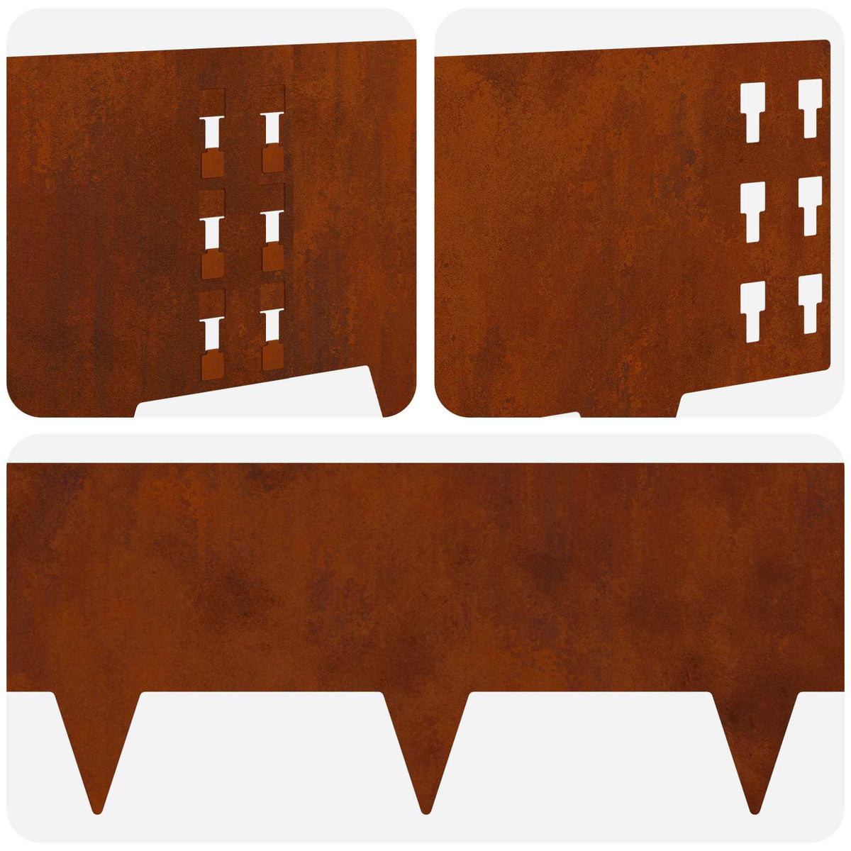 Lawn Edging 10 pcs 100 x 25 cm Steel Rusty