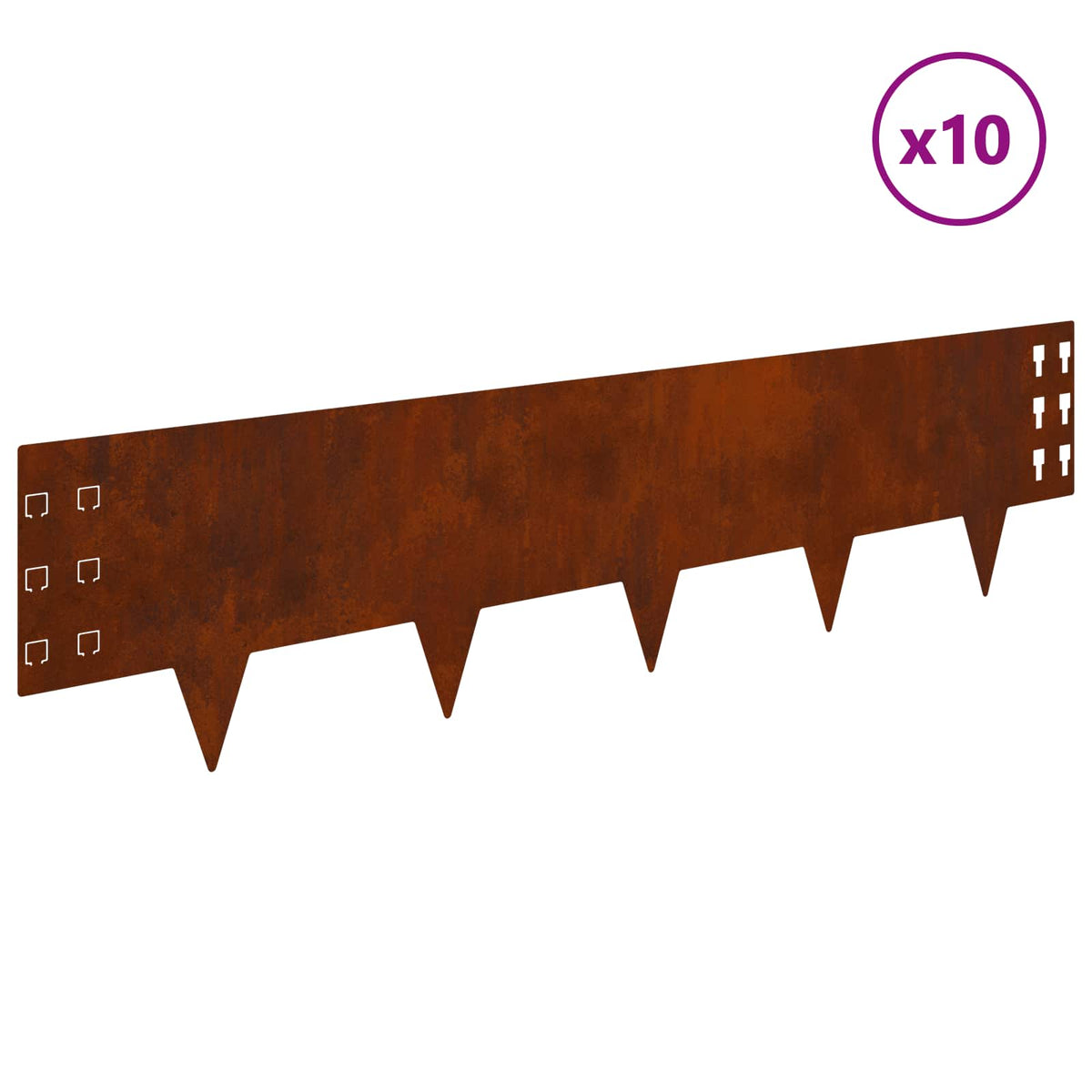 Lawn Edging 10 pcs 100 x 25 cm Steel Rusty