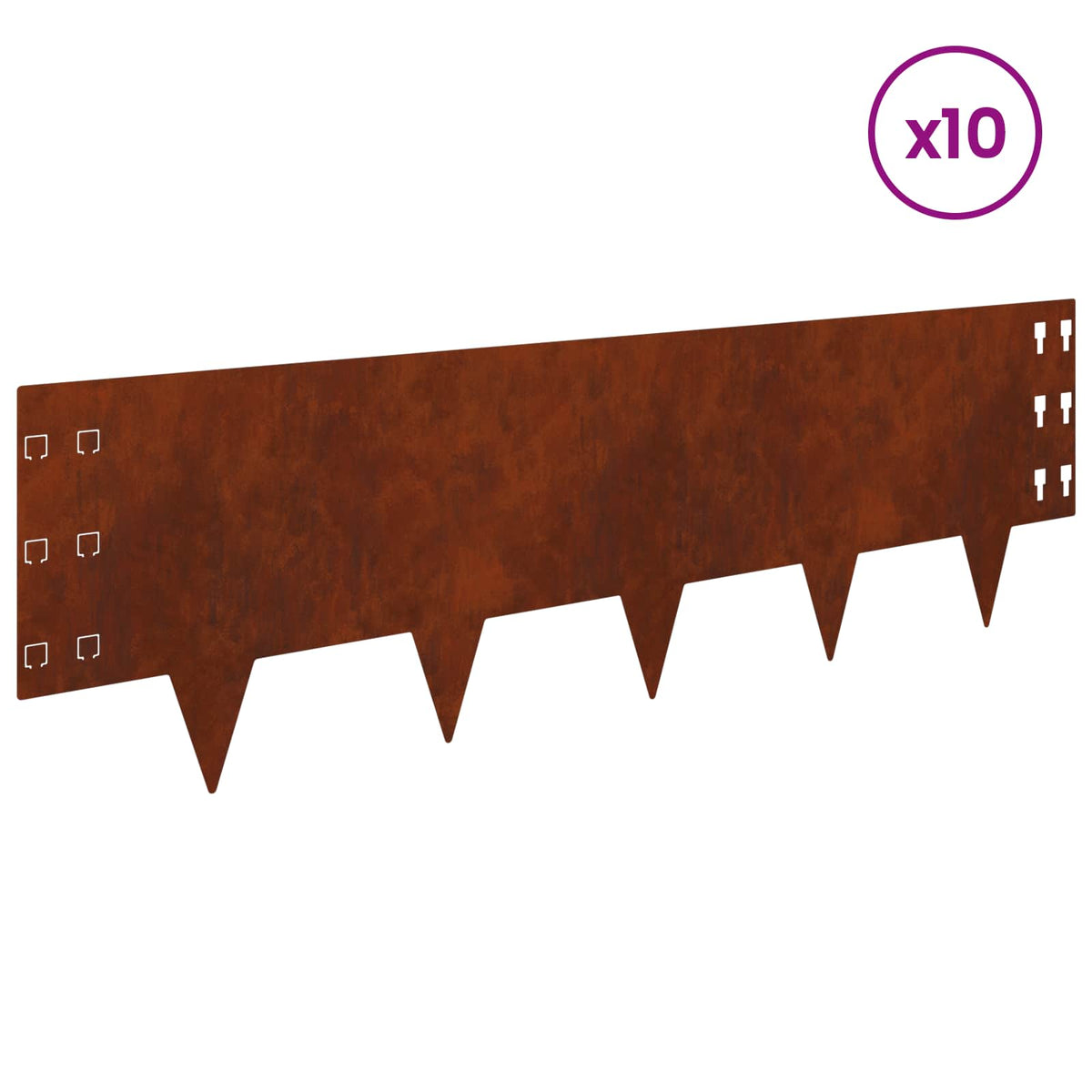 Lawn Edging 10 pcs 100 x 30 cm Steel Rusty