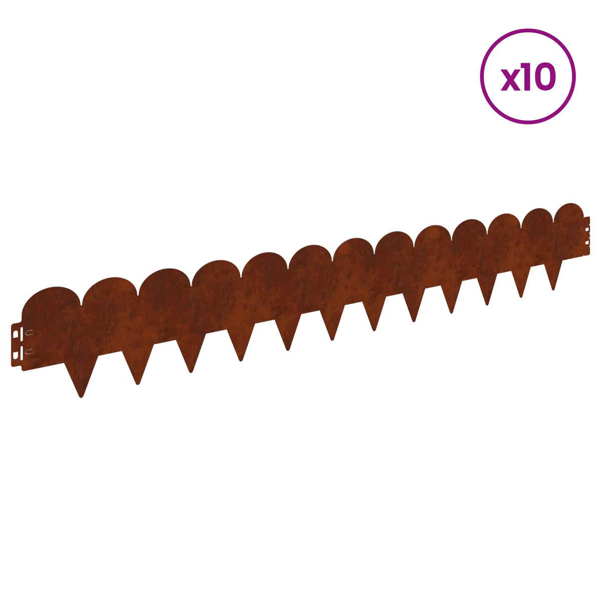 Lawn Edge Sharp & Round Top 10 pcs 103x15cm Steel Rusty