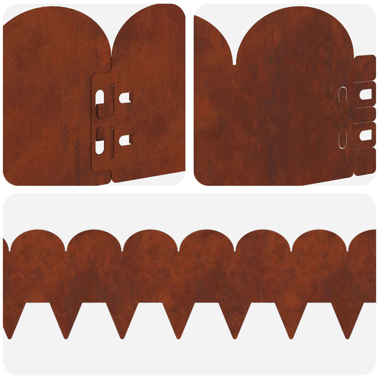 Lawn Edging 20 pcs 103 x 15 cm Steel Rusty