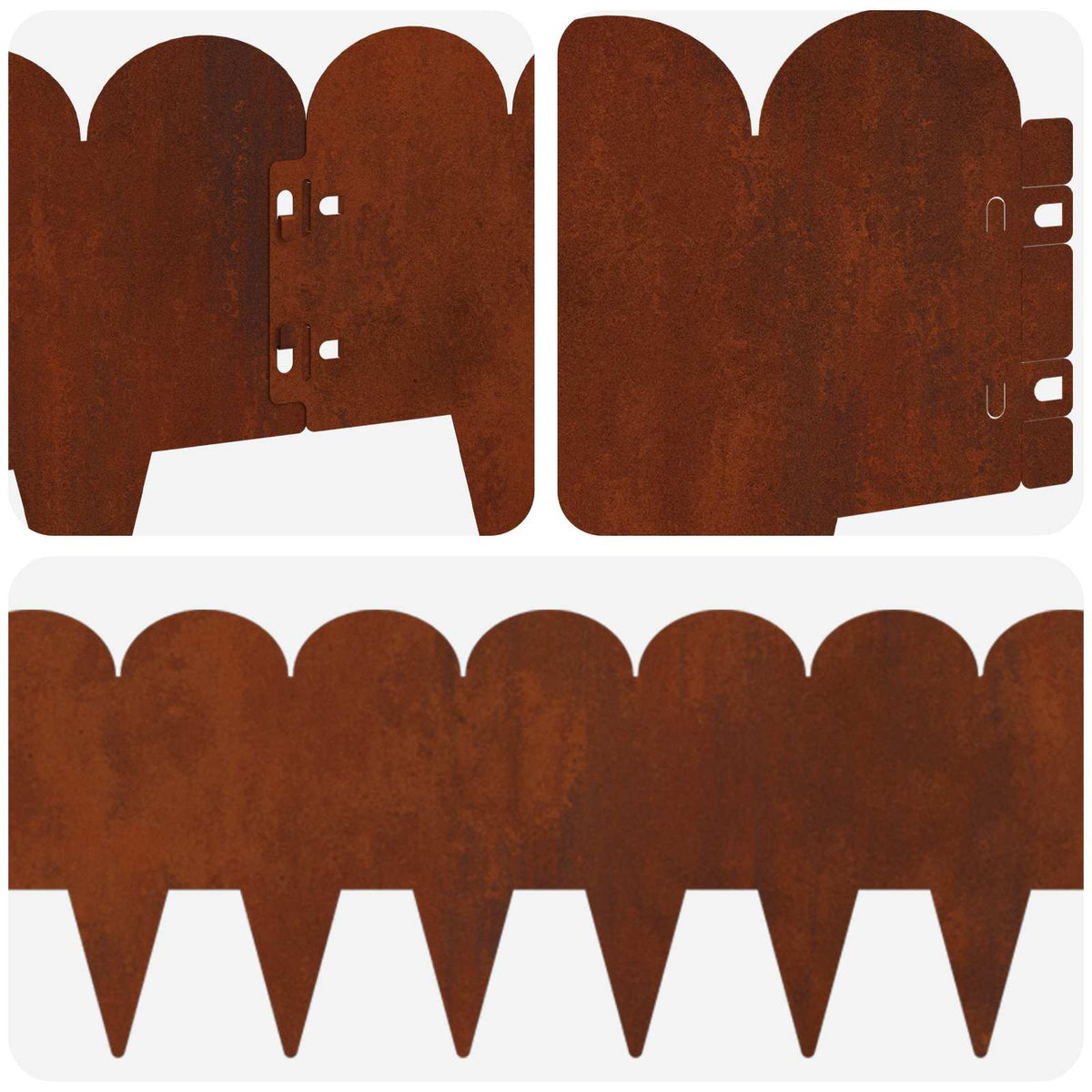 Lawn Edge Sharp&Round Top 20 pcs 103x20cm Steel Rusty