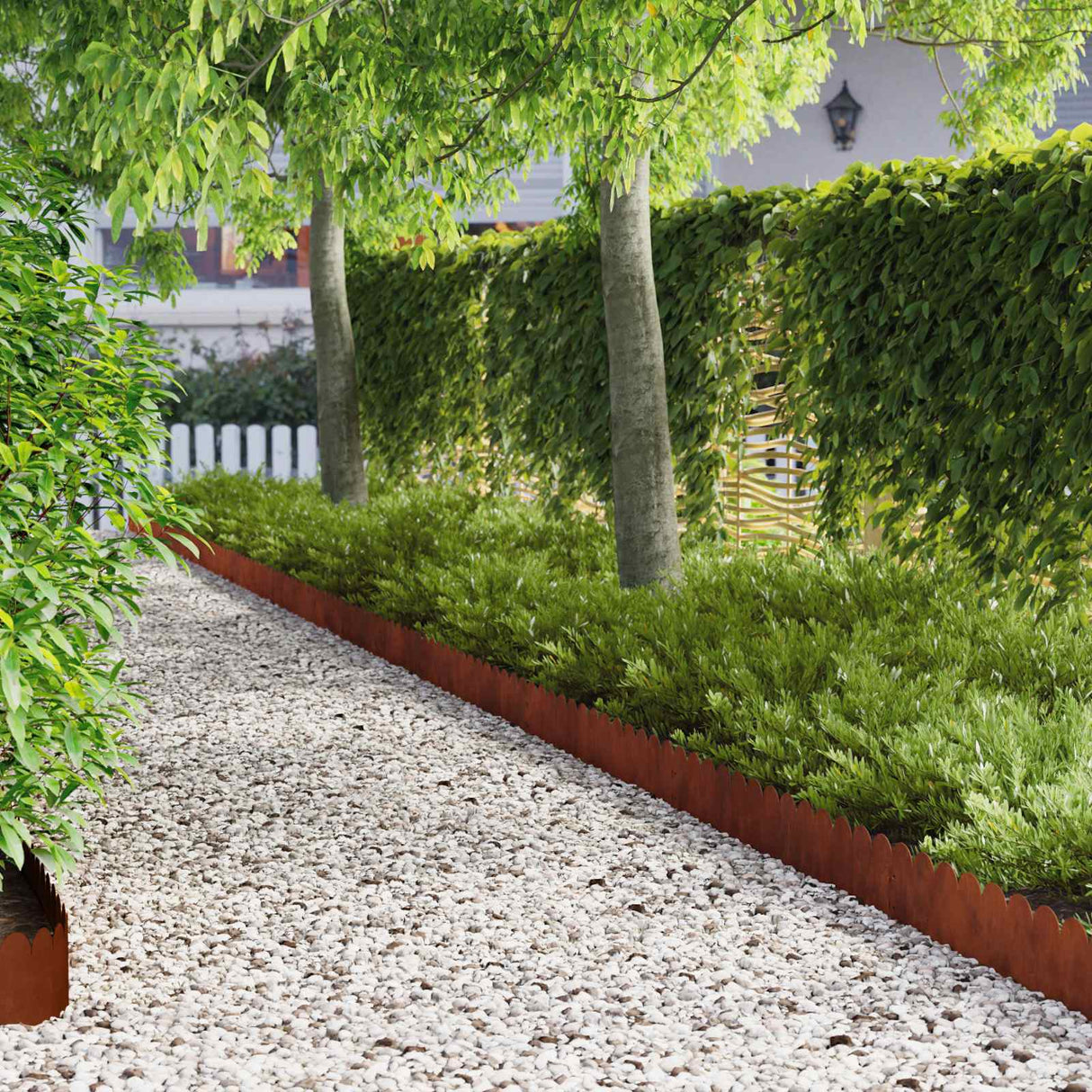 Lawn Edge Sharp&Round Top 20 pcs 103x20cm Steel Rusty