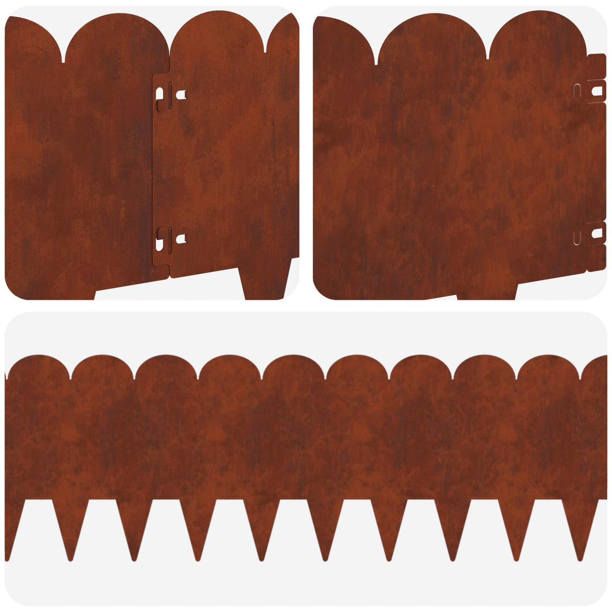 Lawn Edging 10 pcs 103 x 25 cm Steel Rusty