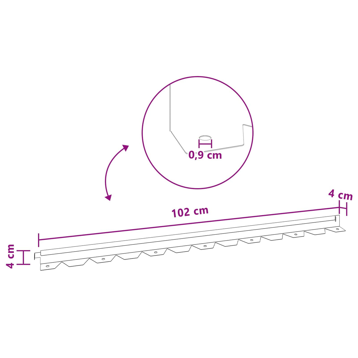 Lawn Edging 10 pcs 102 x 4 x 4 cm Steel Black