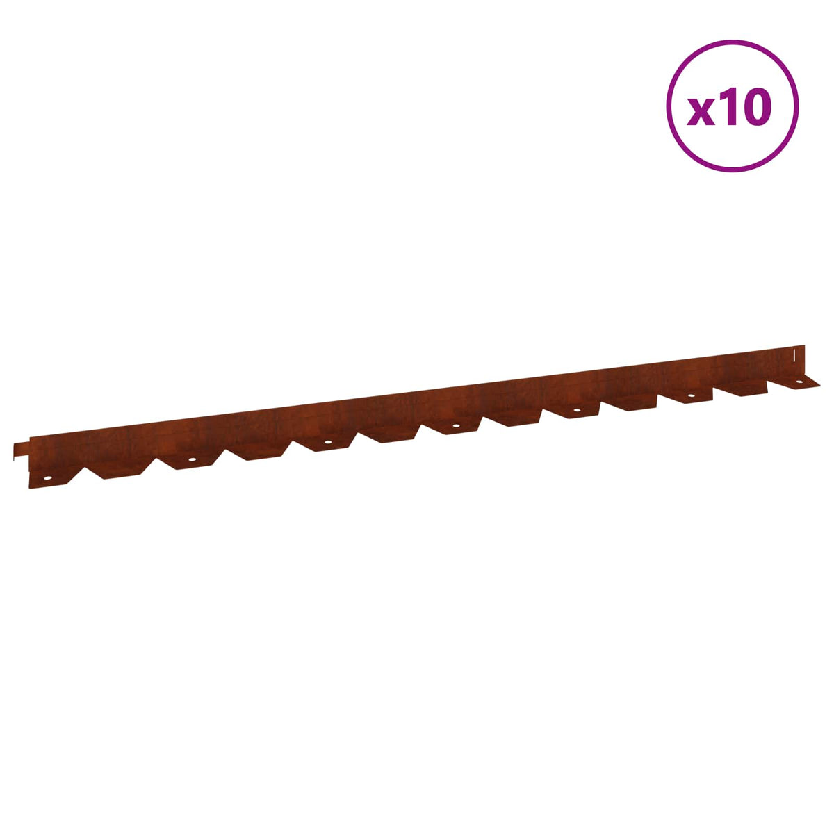 Lawn Edging 10 pcs 102 x 4 x 4 cm Steel Rusty
