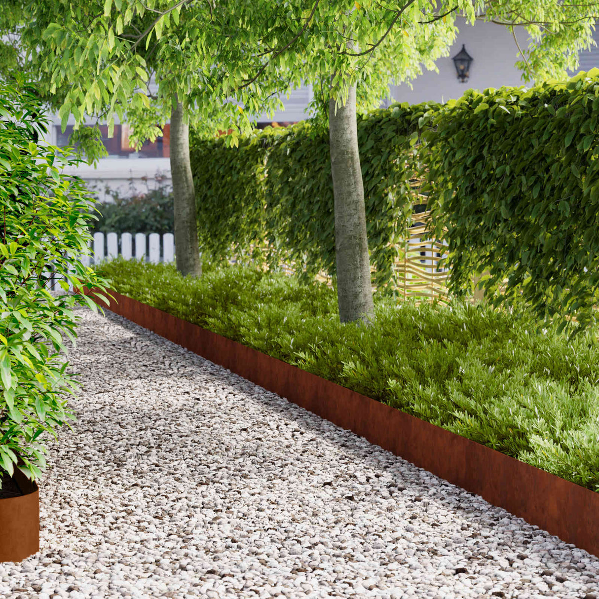 Lawn Edging 20 pcs 102 x 15 x 4 cm Steel Rusty