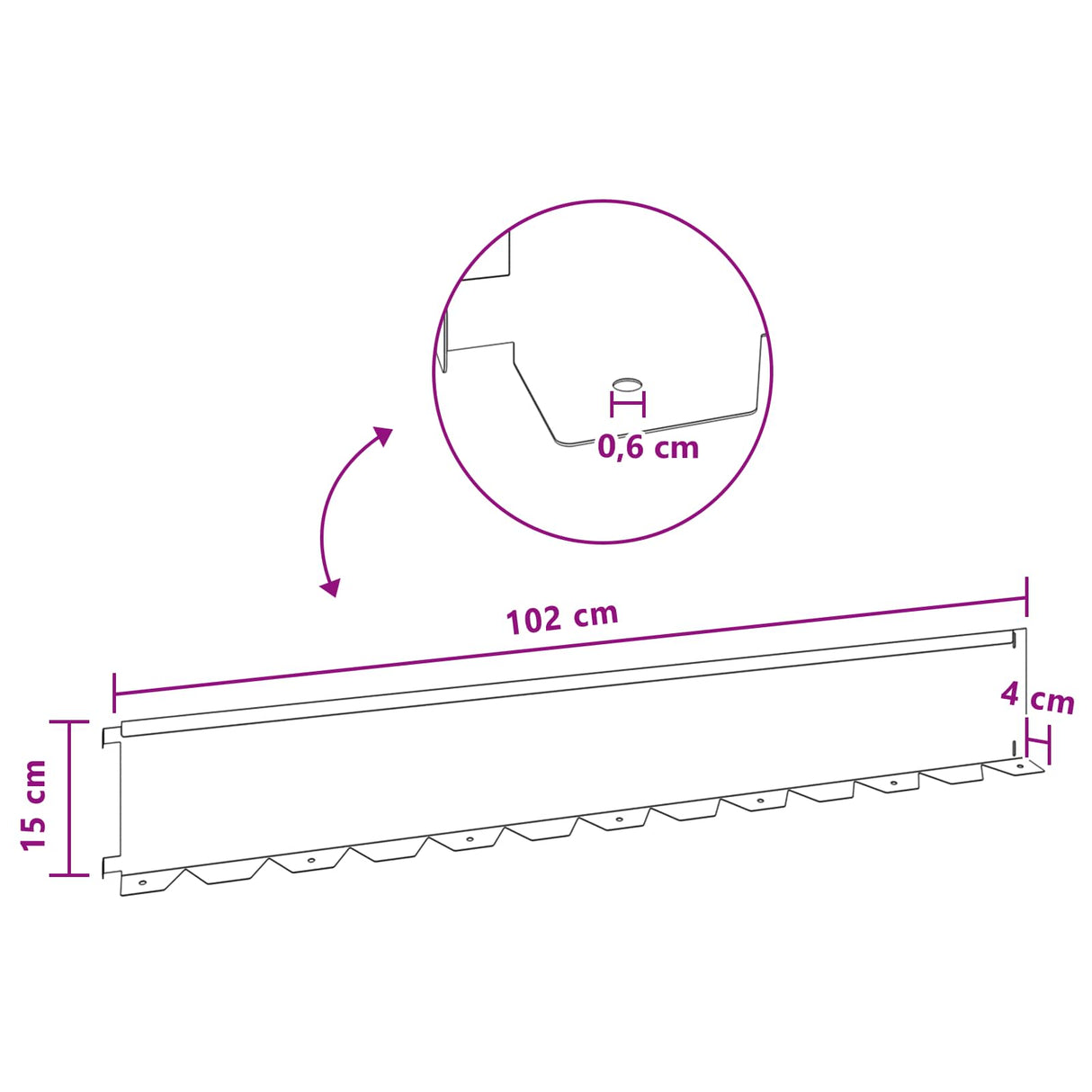 Lawn Edging 20 pcs 102 x 15 x 4 cm Steel Rusty