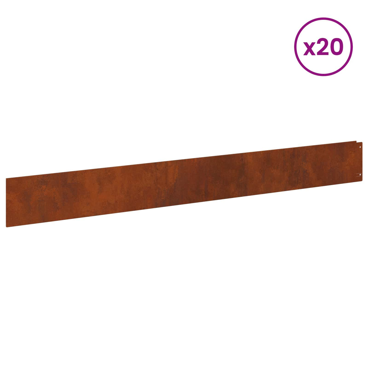 Lawn Edge with Top Fold 20 pcs 100x12cm Steel Rusty