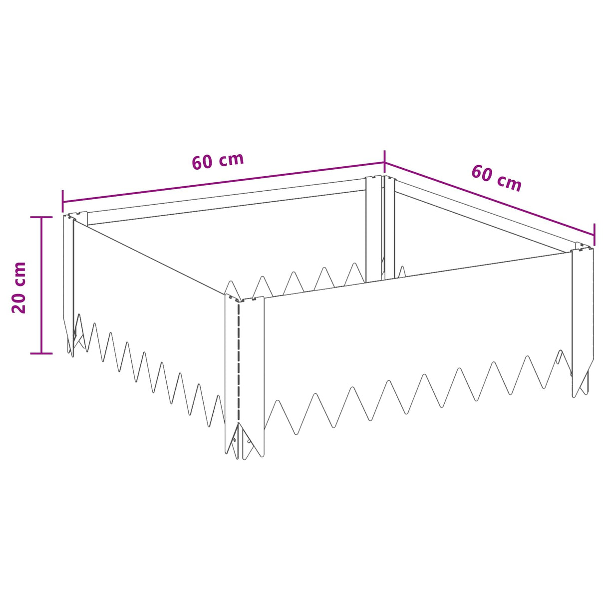 Lawn Edging 60 x 60 x 20 cm Steel Black