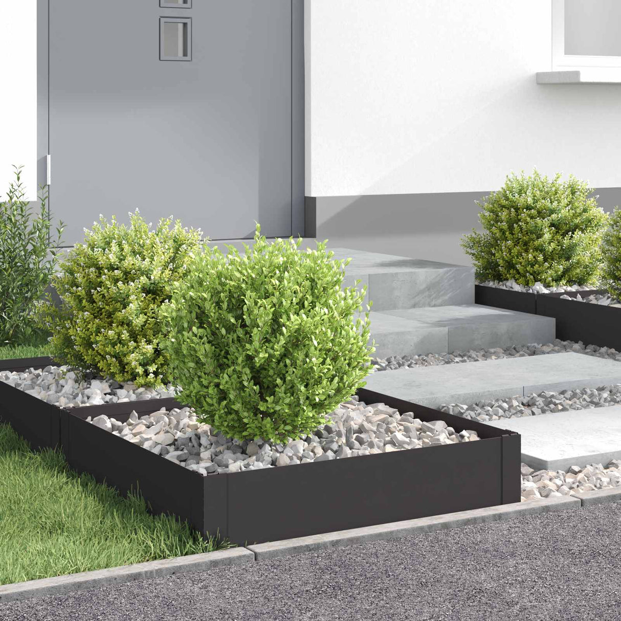 Lawn Edging 4 pcs 60 x 60 x 20 cm Steel Black
