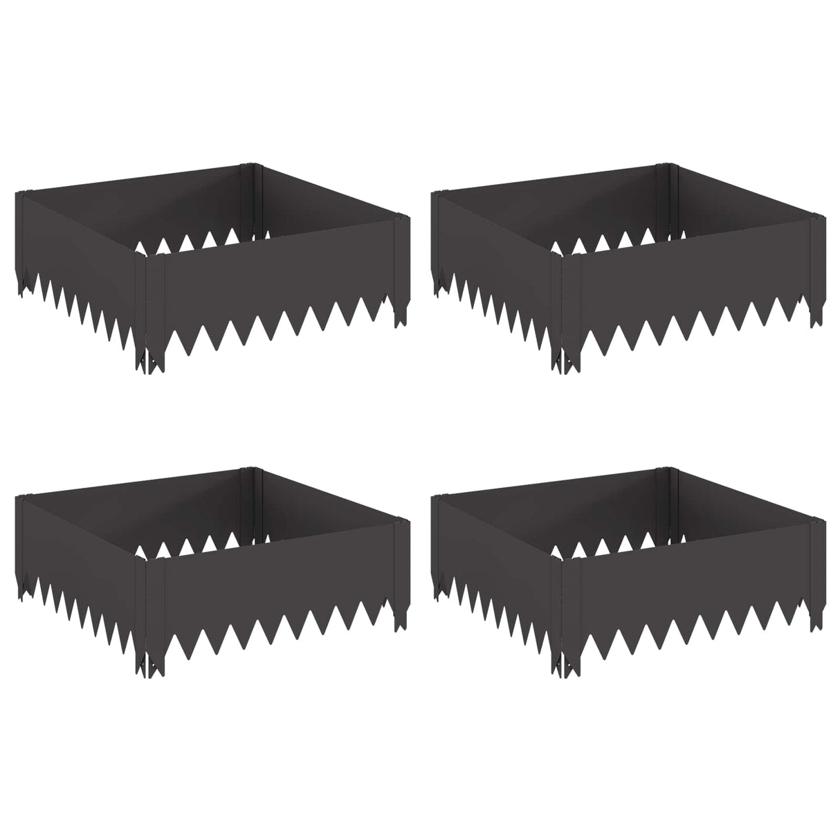 Lawn Edging 4 pcs 60 x 60 x 20 cm Steel Black