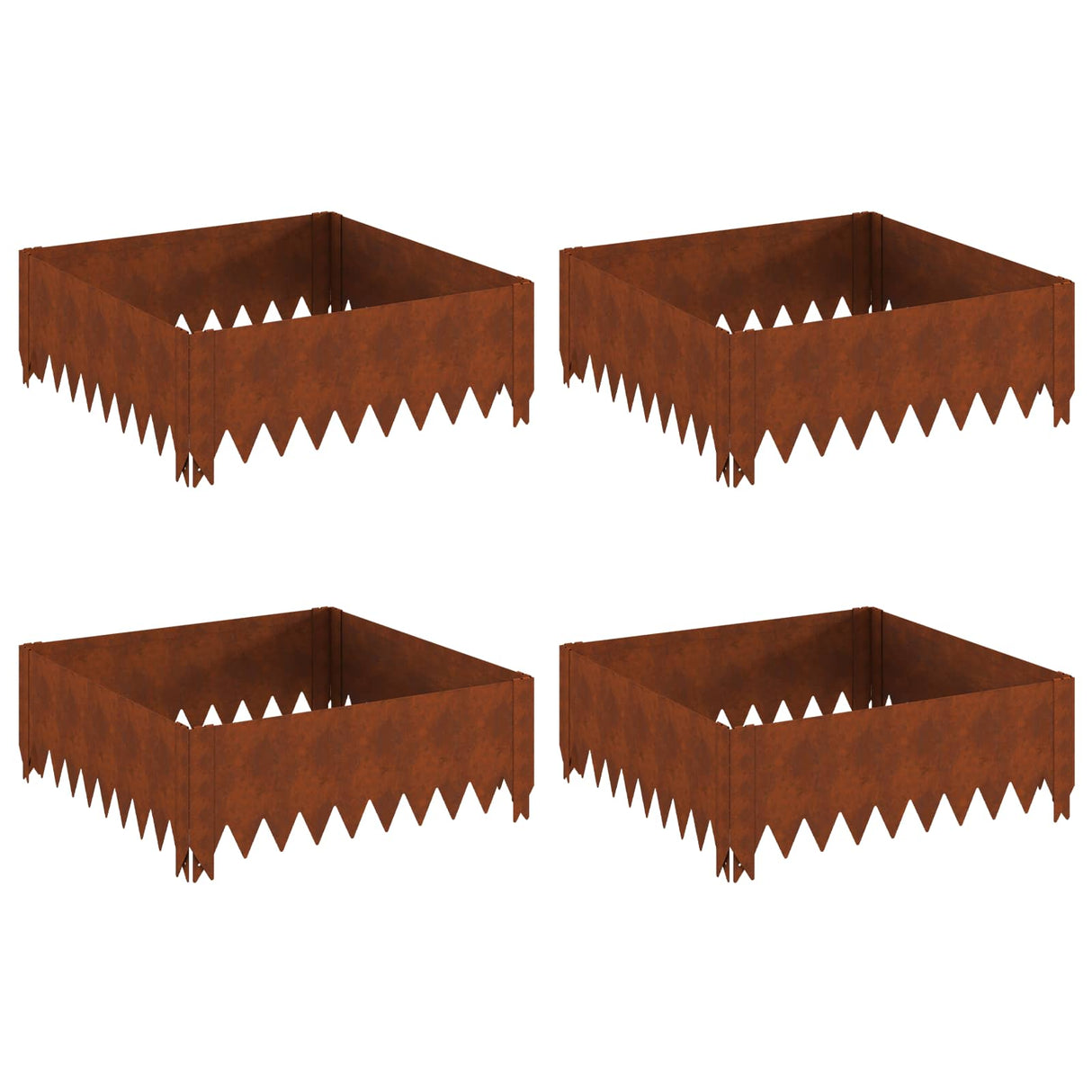 Lawn Edging 4 pcs 60 x 60 x 20 cm Steel Rusty