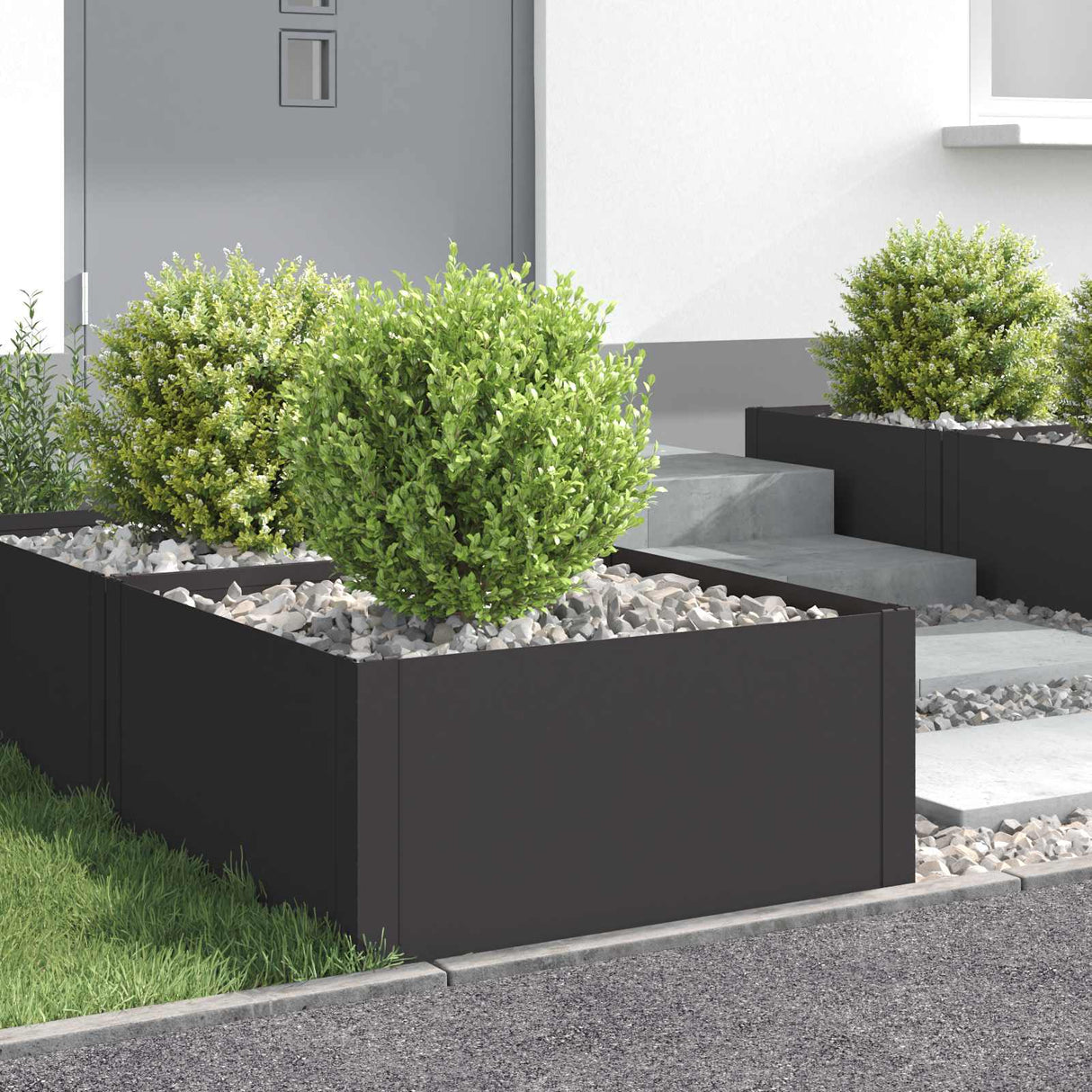 Lawn Edging 4 pcs 60 x 60 x 35 cm Steel Black