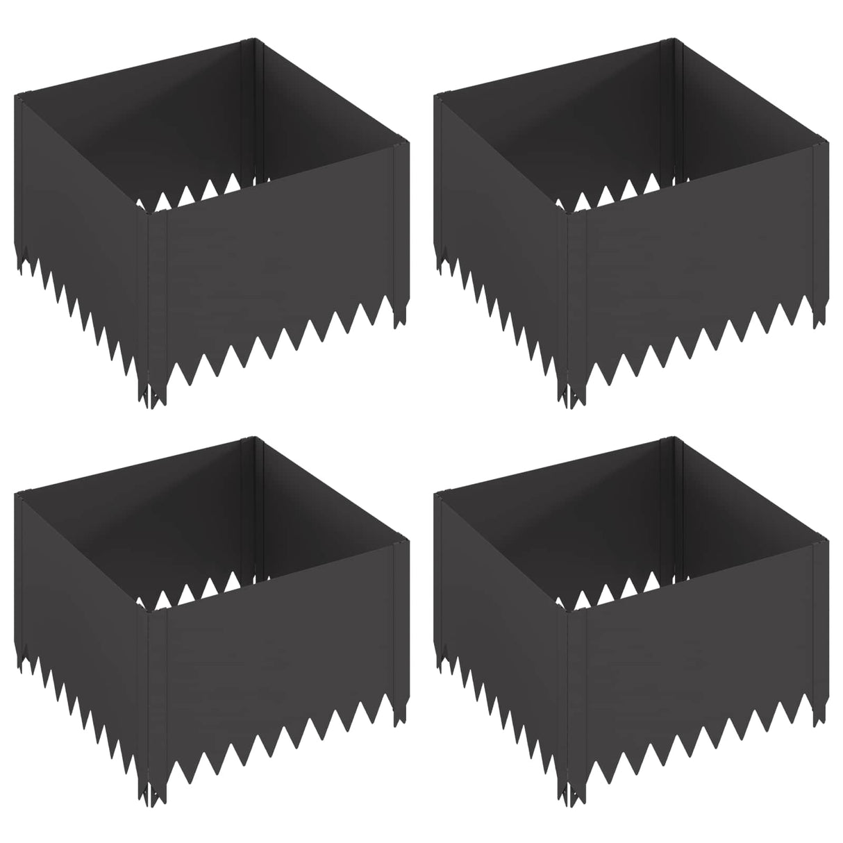 Lawn Edging 4 pcs 60 x 60 x 35 cm Steel Black