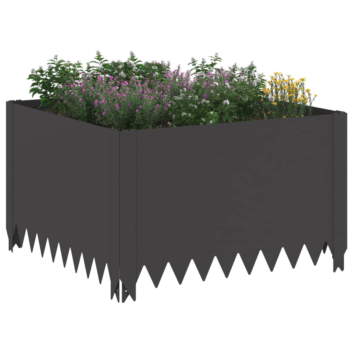 Lawn Edging 4 pcs 60 x 60 x 35 cm Steel Black