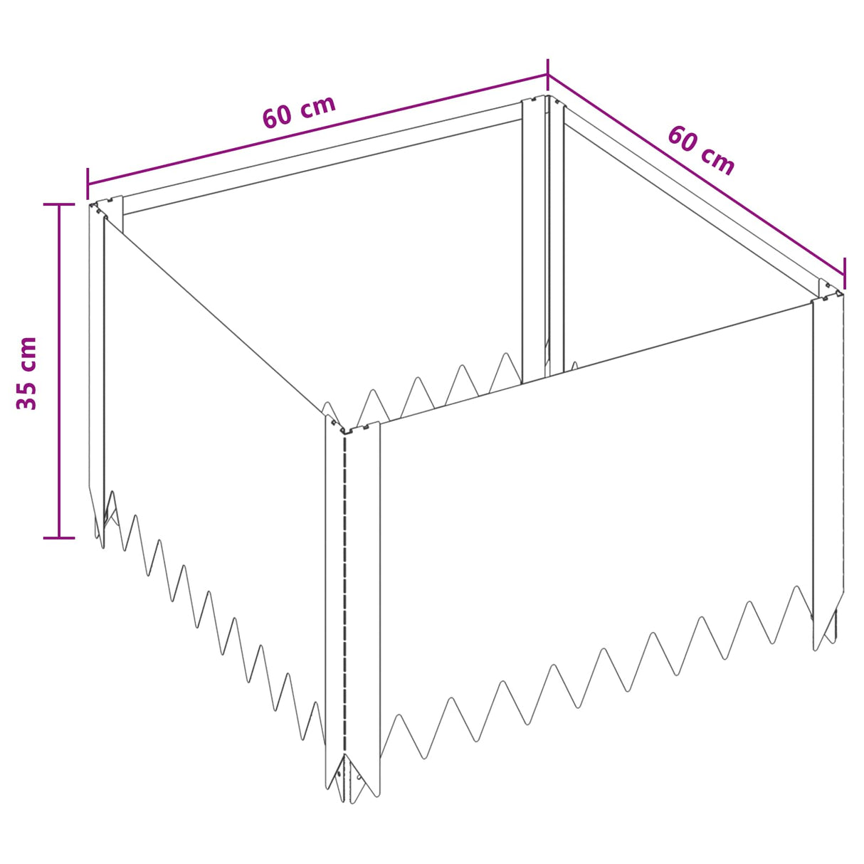 Lawn Edging 4 pcs 60 x 60 x 35 cm Steel Black