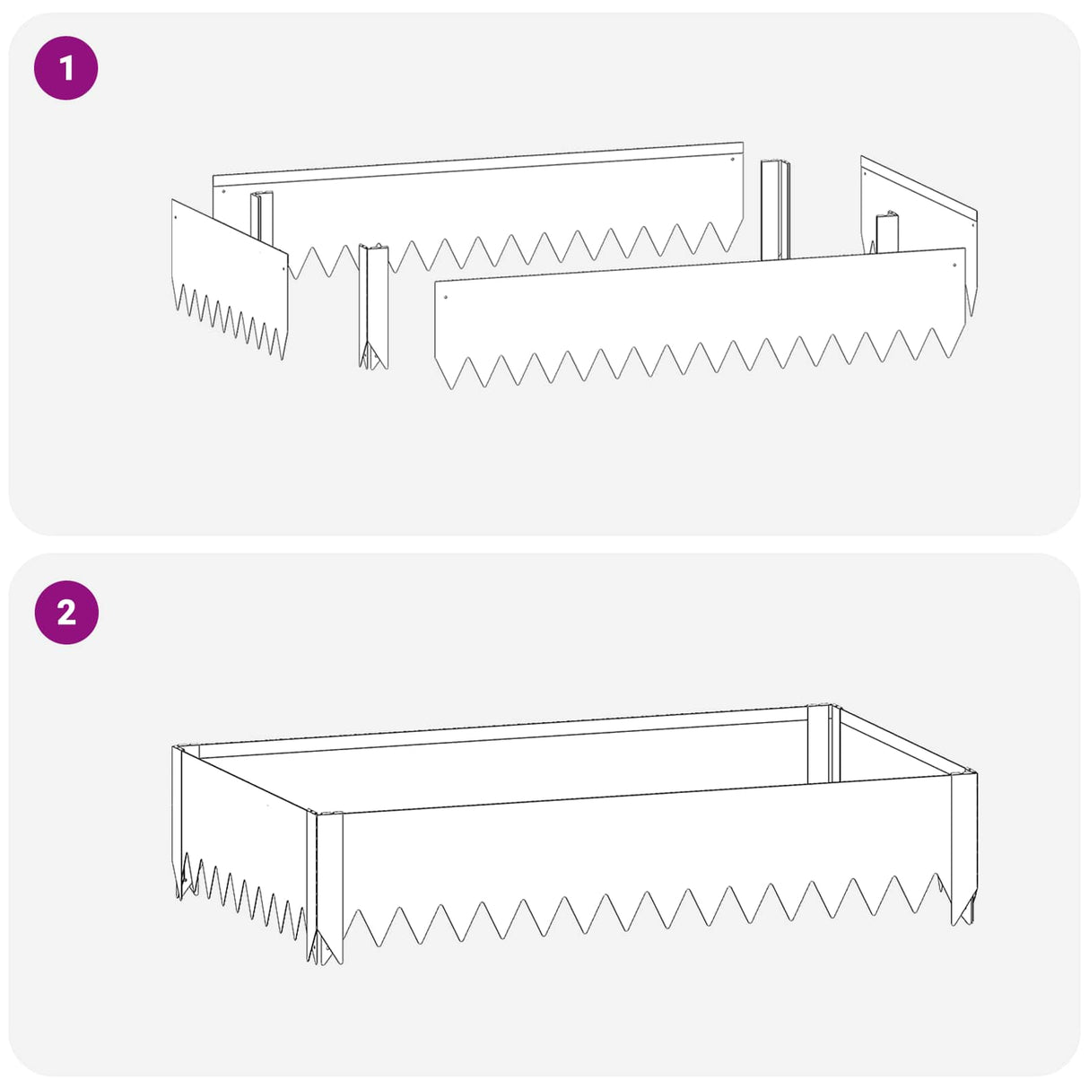 Lawn Edging 4 pcs 100 x 60 x 20 cm Steel Black