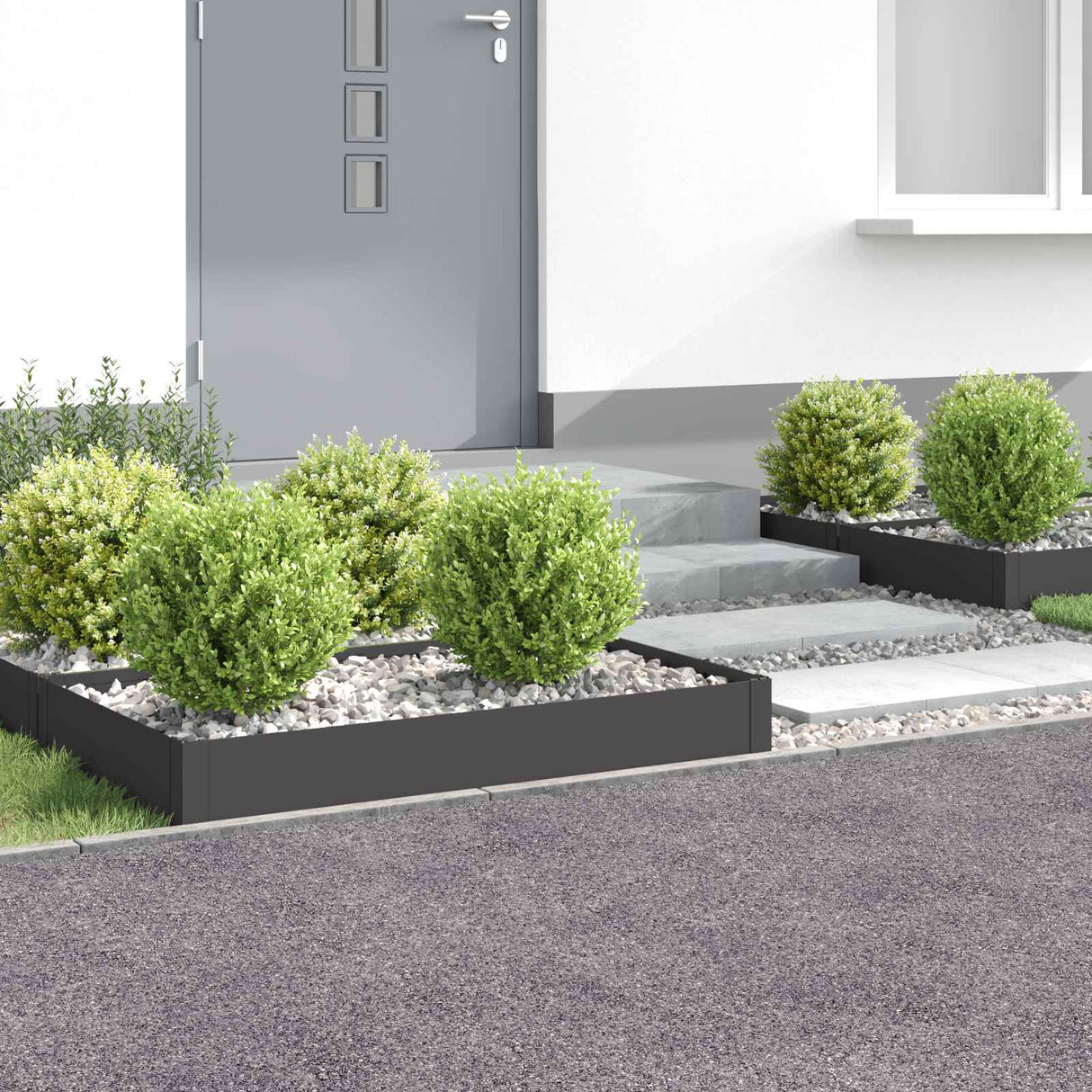 Lawn Edging 4 pcs 100 x 60 x 20 cm Steel Black