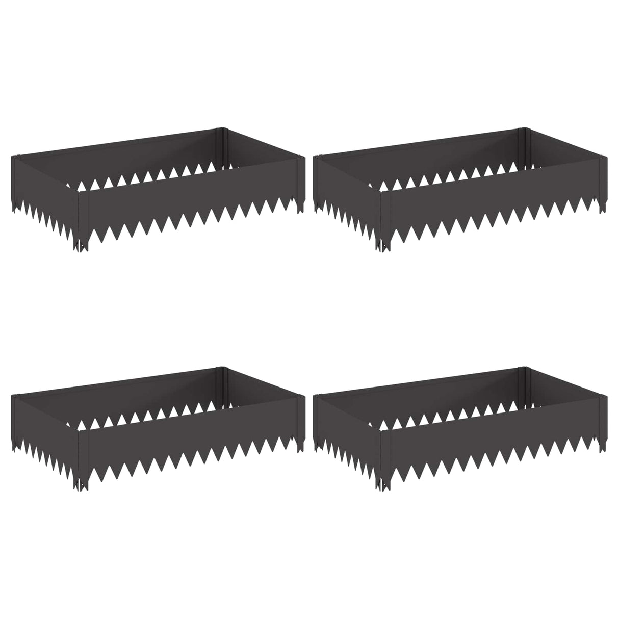 Lawn Edging 4 pcs 100 x 60 x 20 cm Steel Black