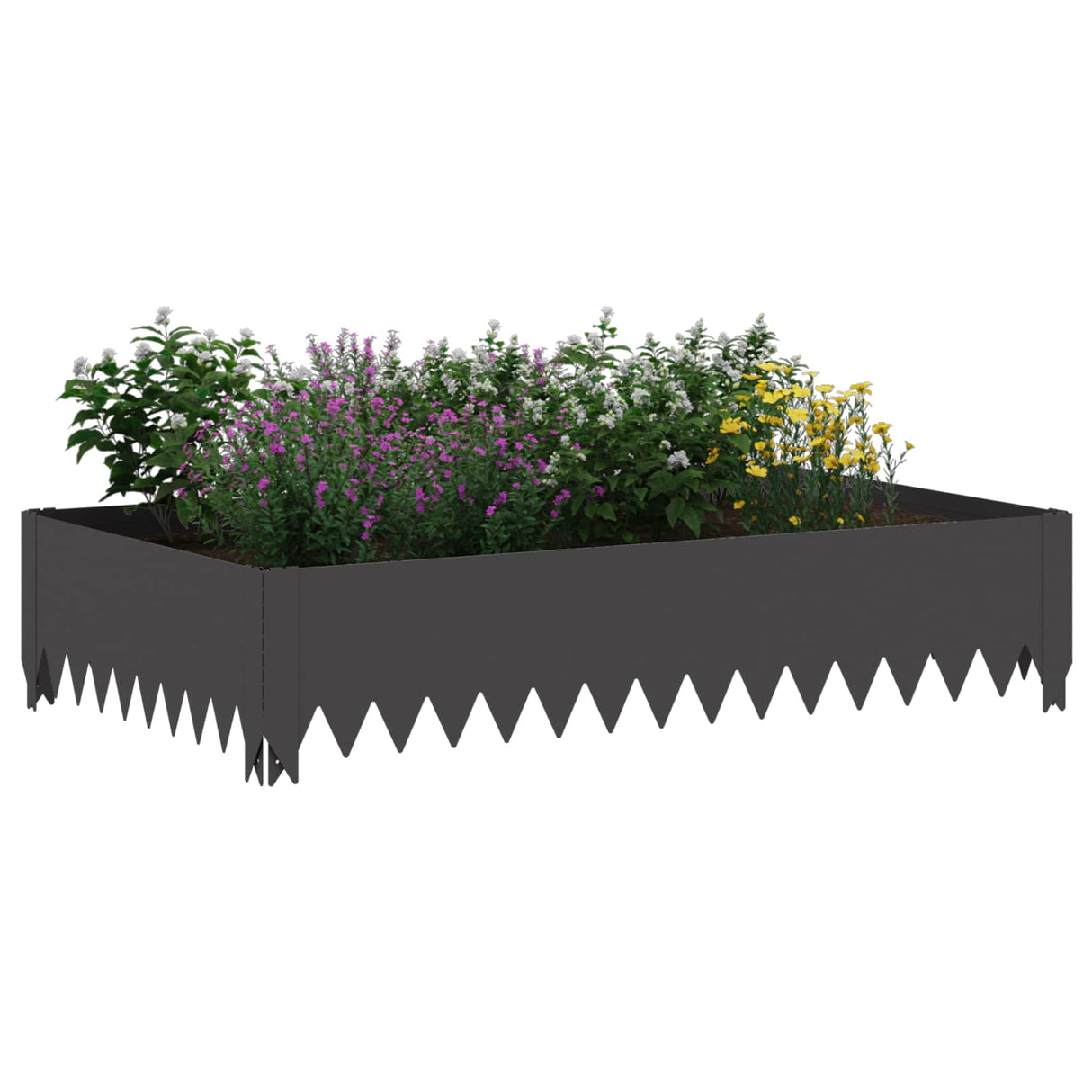 Lawn Edging 4 pcs 100 x 60 x 20 cm Steel Black