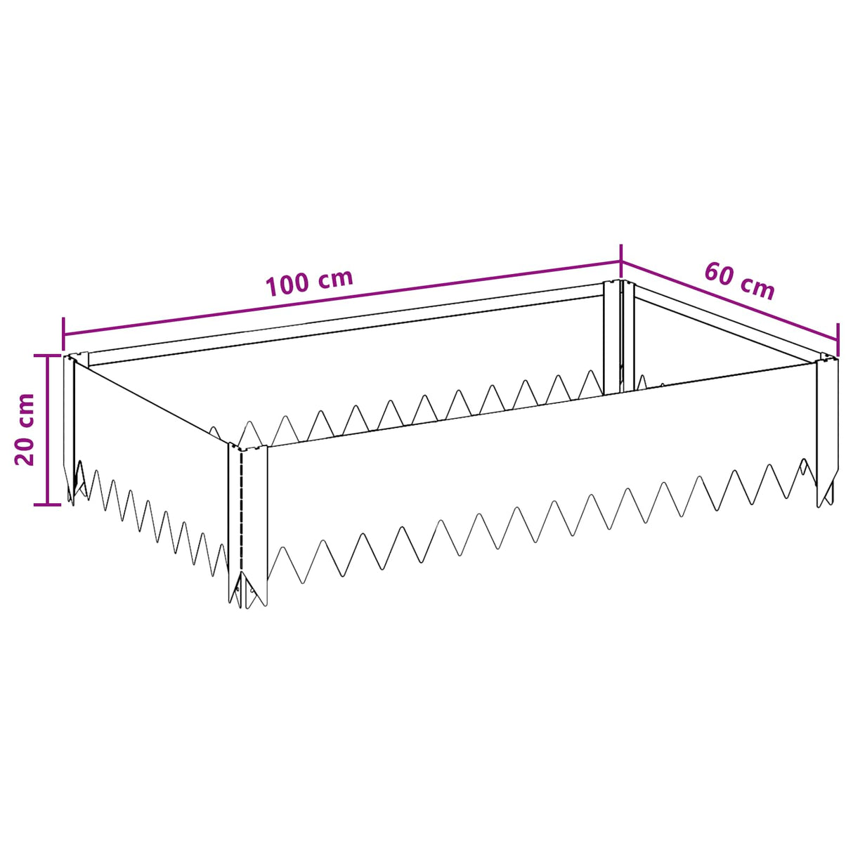 Lawn Edging 4 pcs 100 x 60 x 20 cm Steel Black