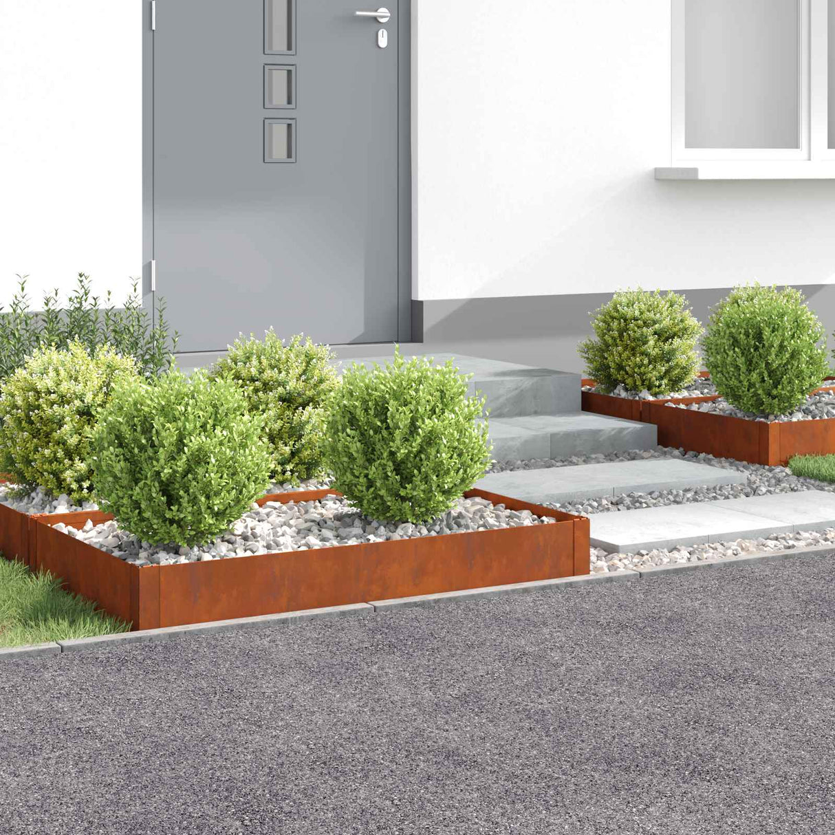 Lawn Edging 4 pcs 100 x 60 x 20 cm Steel Rusty