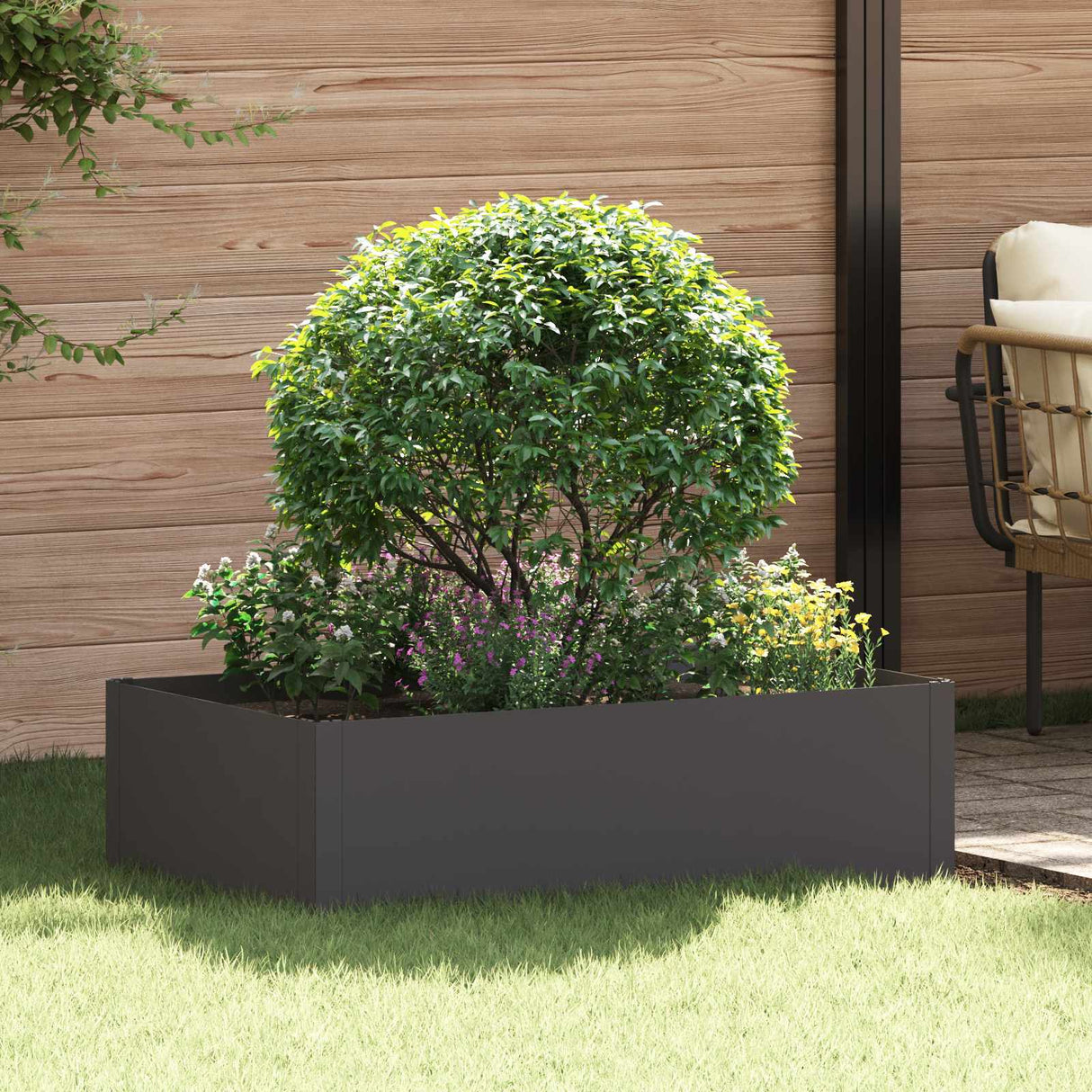 Lawn Edging 100 x 60 x 35 cm Steel Black