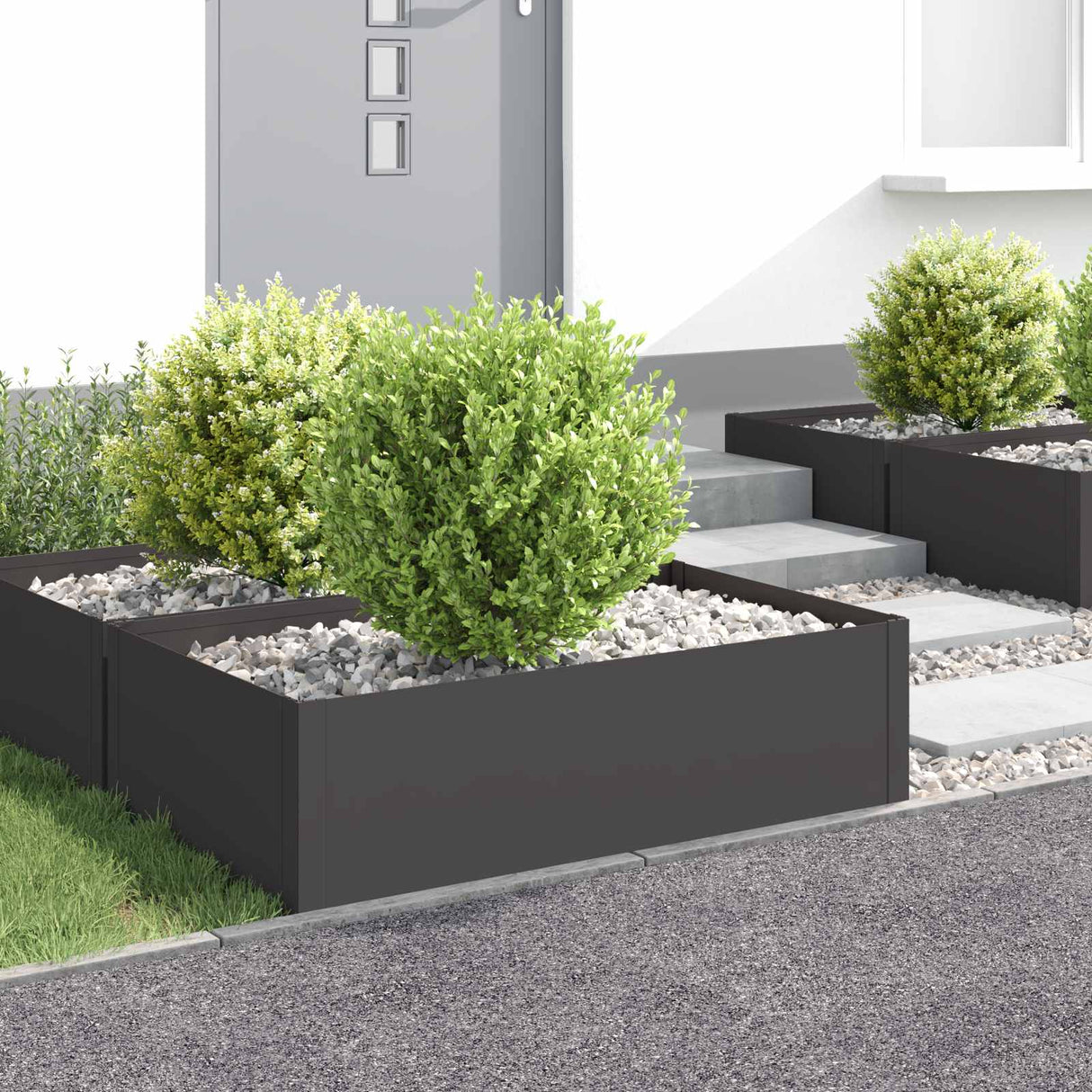 Lawn Edging 4 pcs 100 x 60 x 35 cm Steel Black