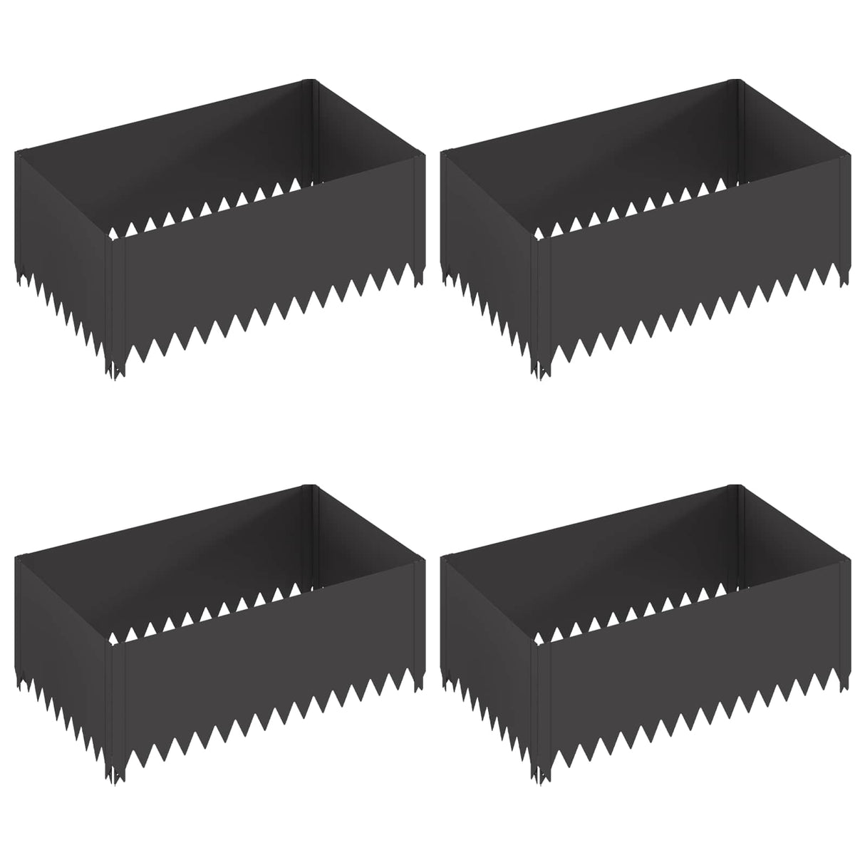 Lawn Edging 4 pcs 100 x 60 x 35 cm Steel Black