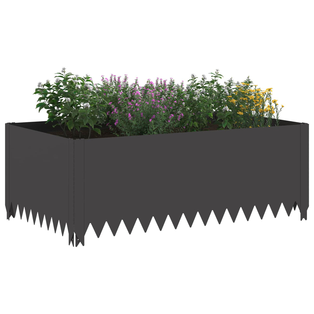 Lawn Edging 4 pcs 100 x 60 x 35 cm Steel Black